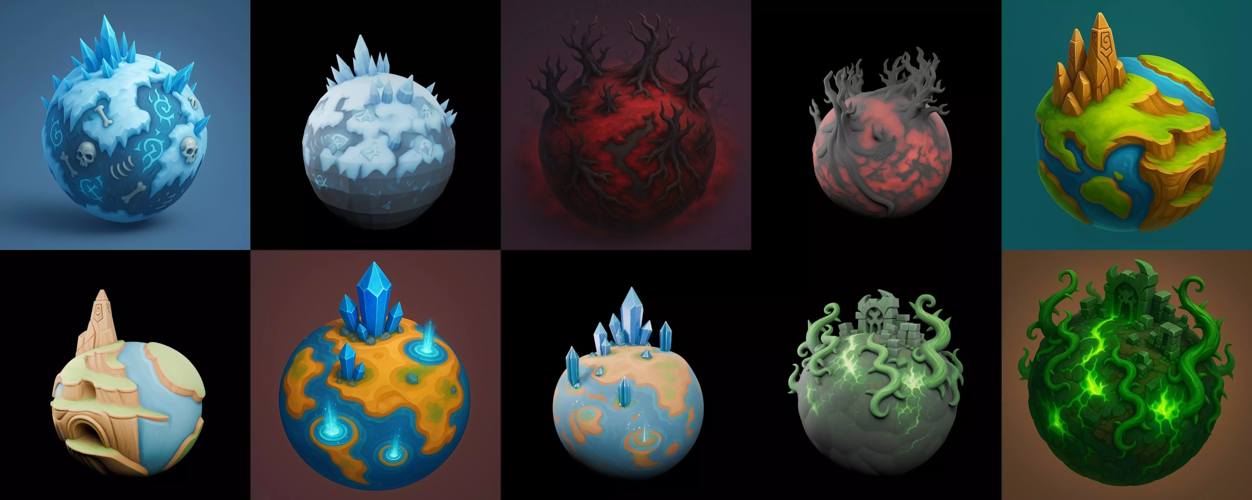 Grounded Planet bundle 3 pack 100 glb 3D model_7