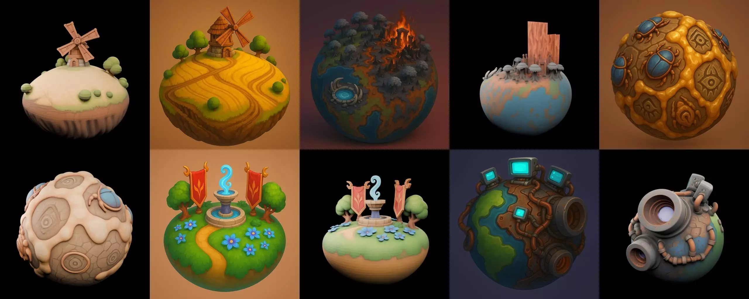 Grounded Planet bundle 3 pack 100 glb 3D model_12