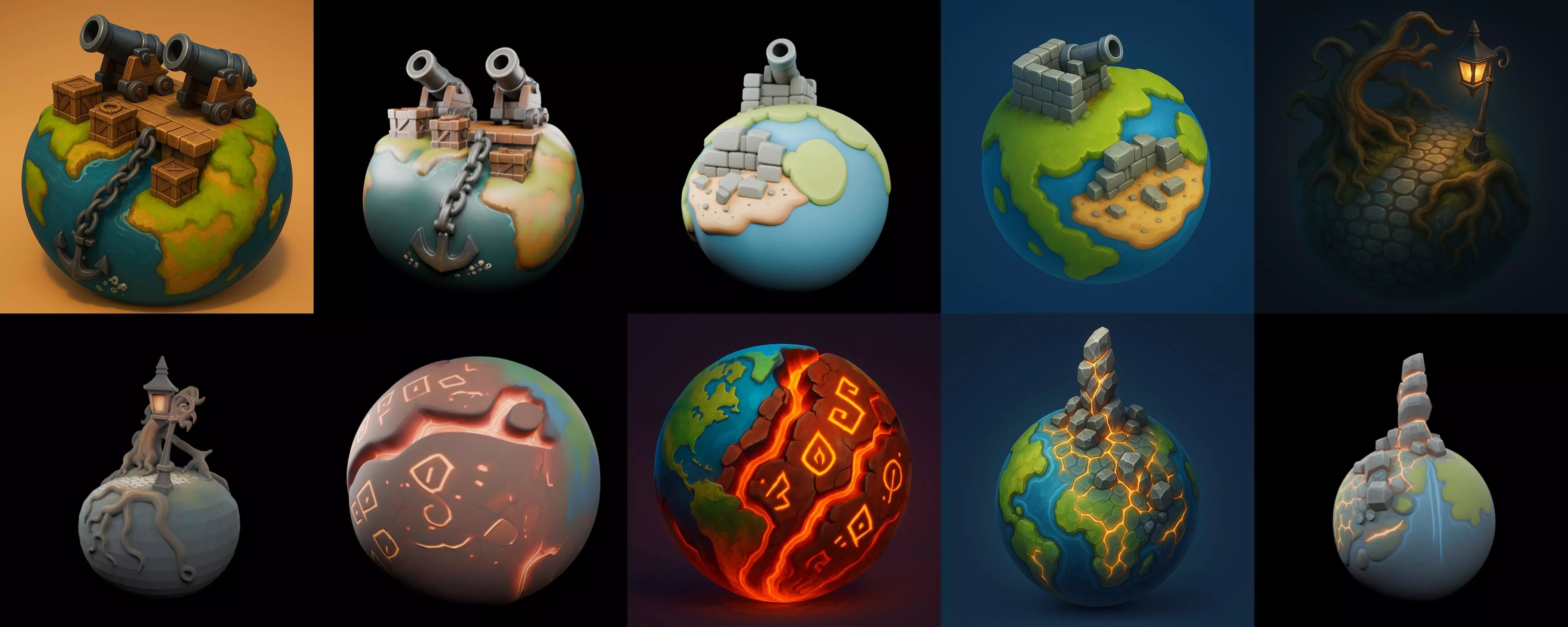 Grounded Planet bundle 3 pack 100 glb 3D model_4