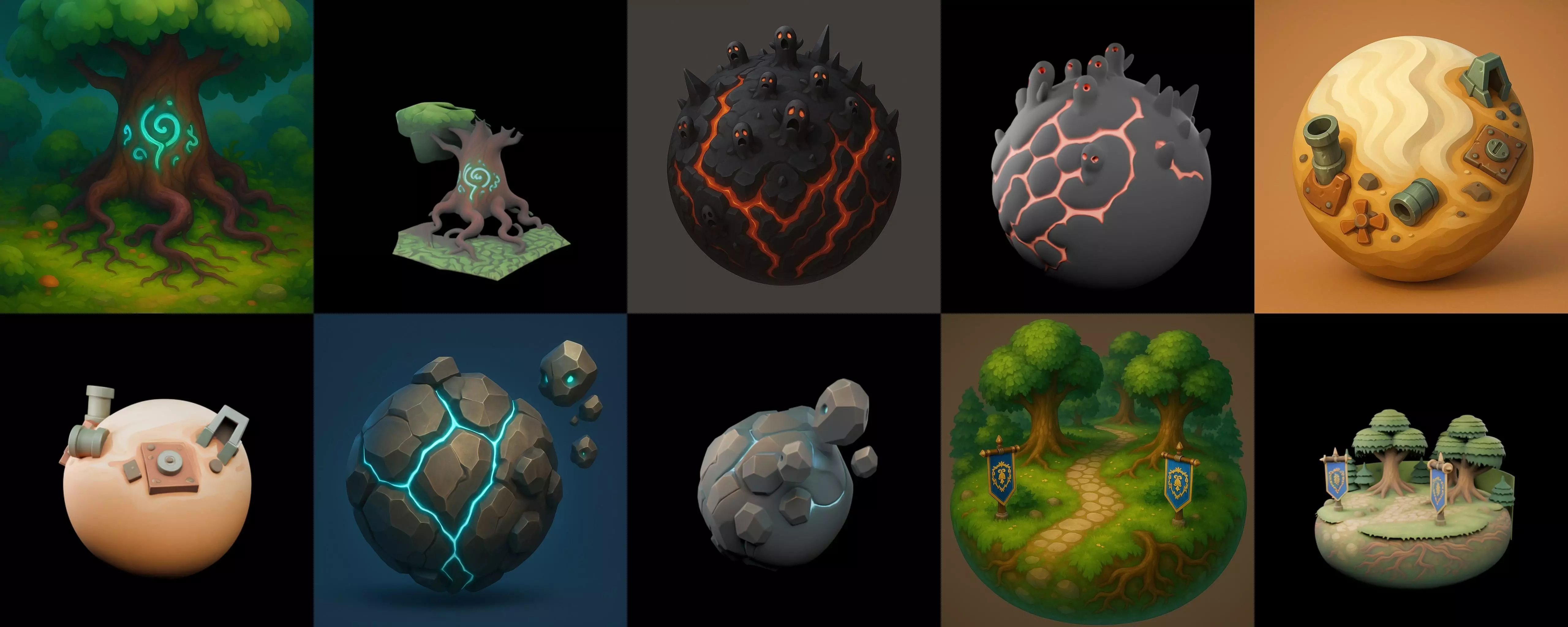 Grounded Planet bundle 3 pack 100 glb 3D model_1