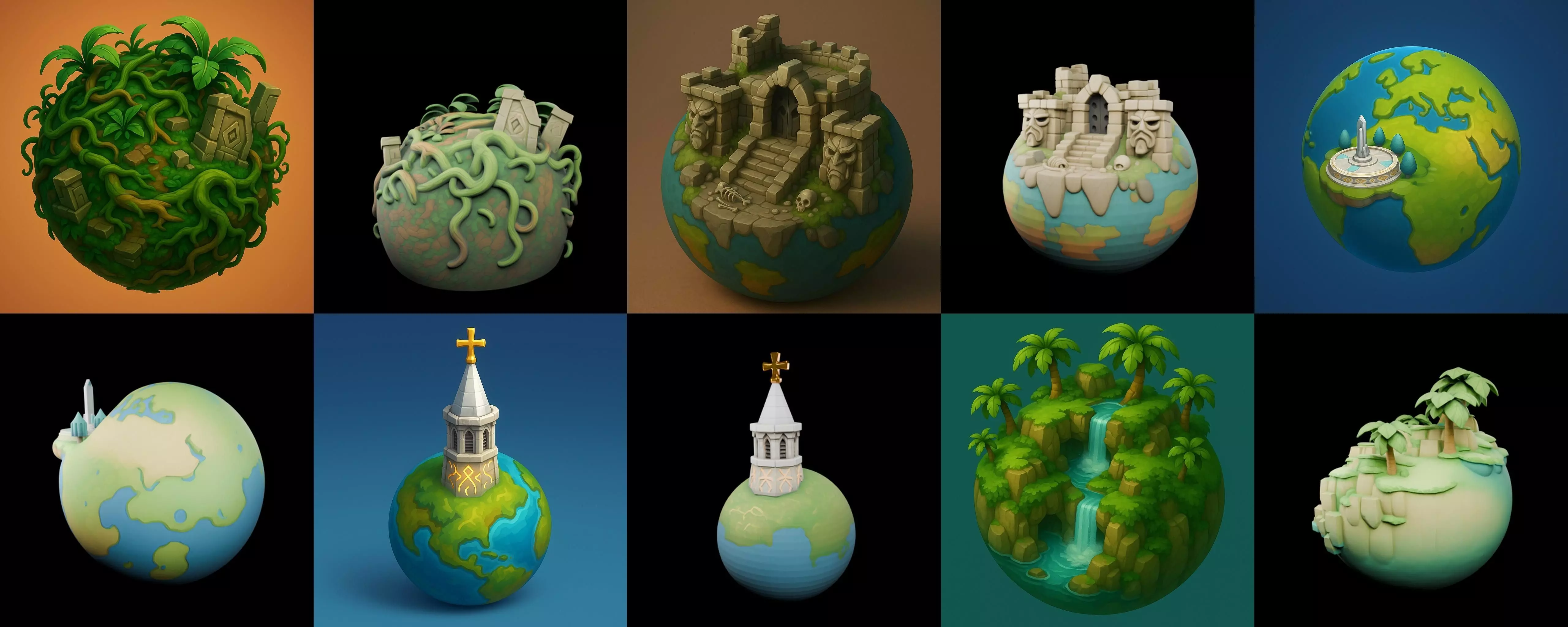 Grounded Planet bundle 3 pack 100 glb 3D model_11