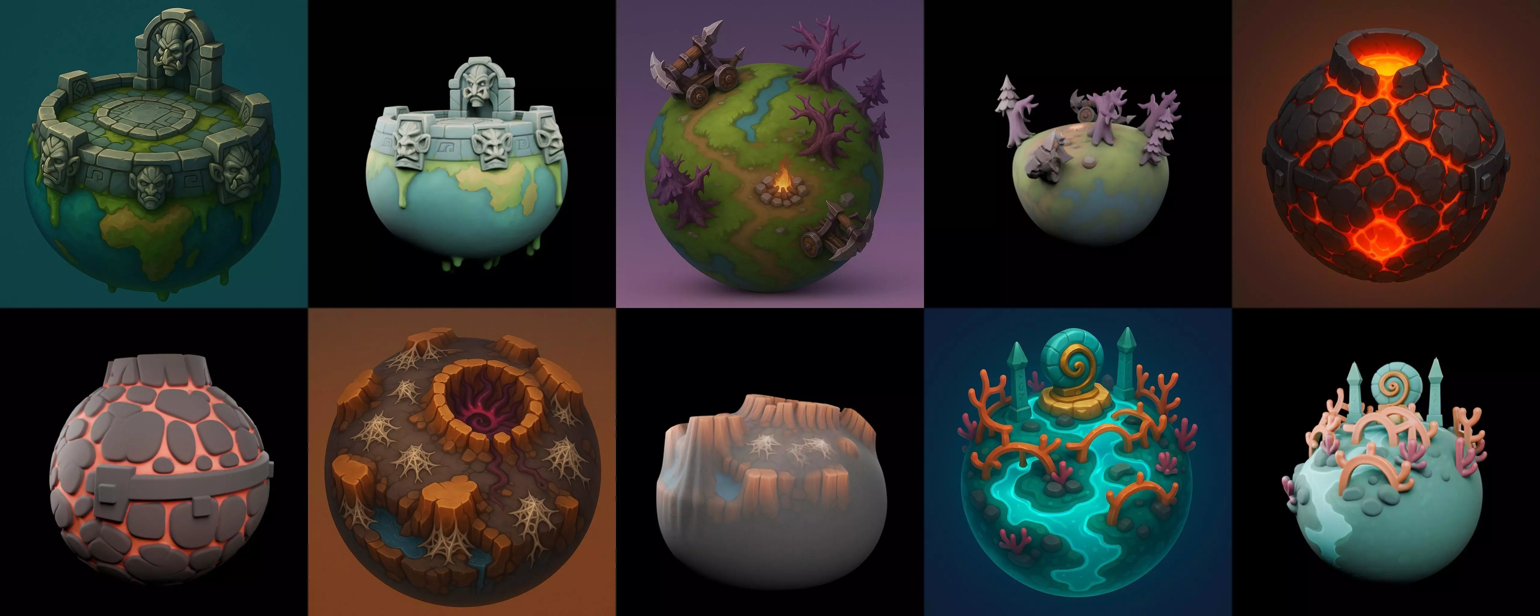 Grounded Planet bundle 3 pack 100 glb 3D model_8