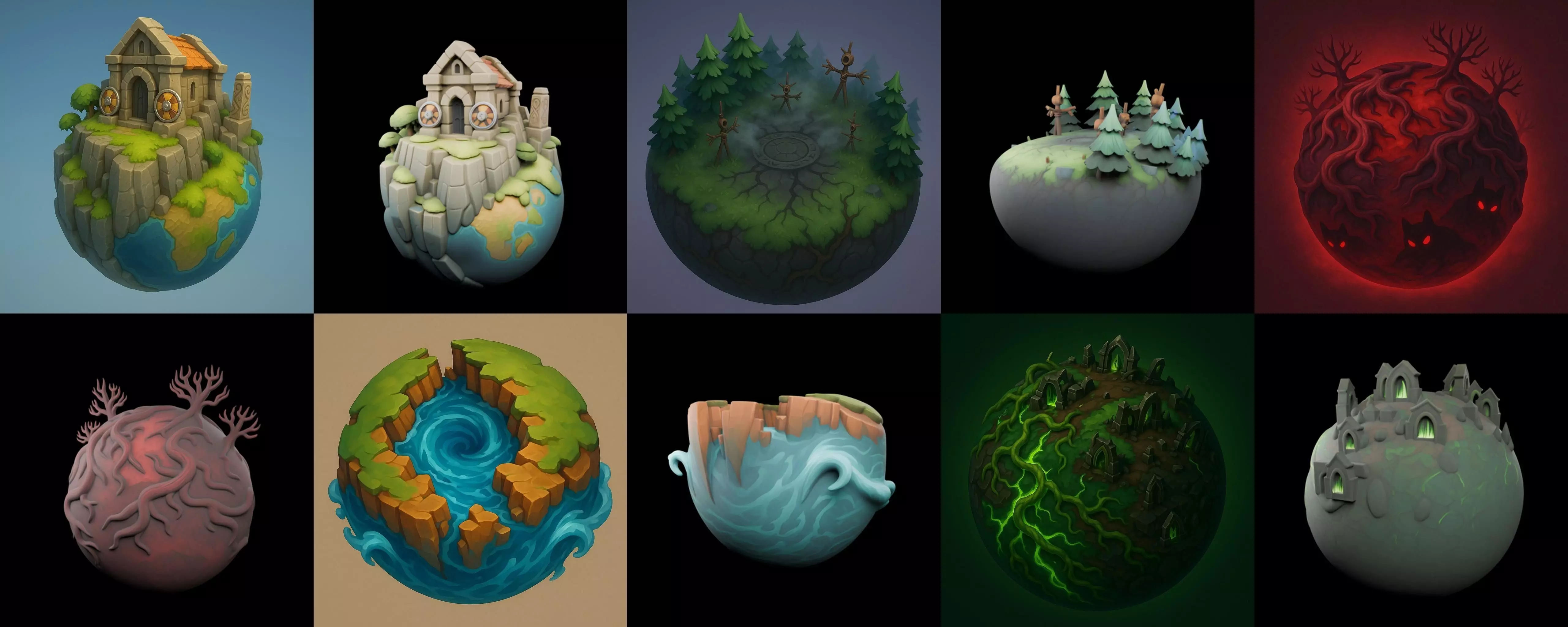 Grounded Planet bundle 3 pack 100 glb 3D model_3