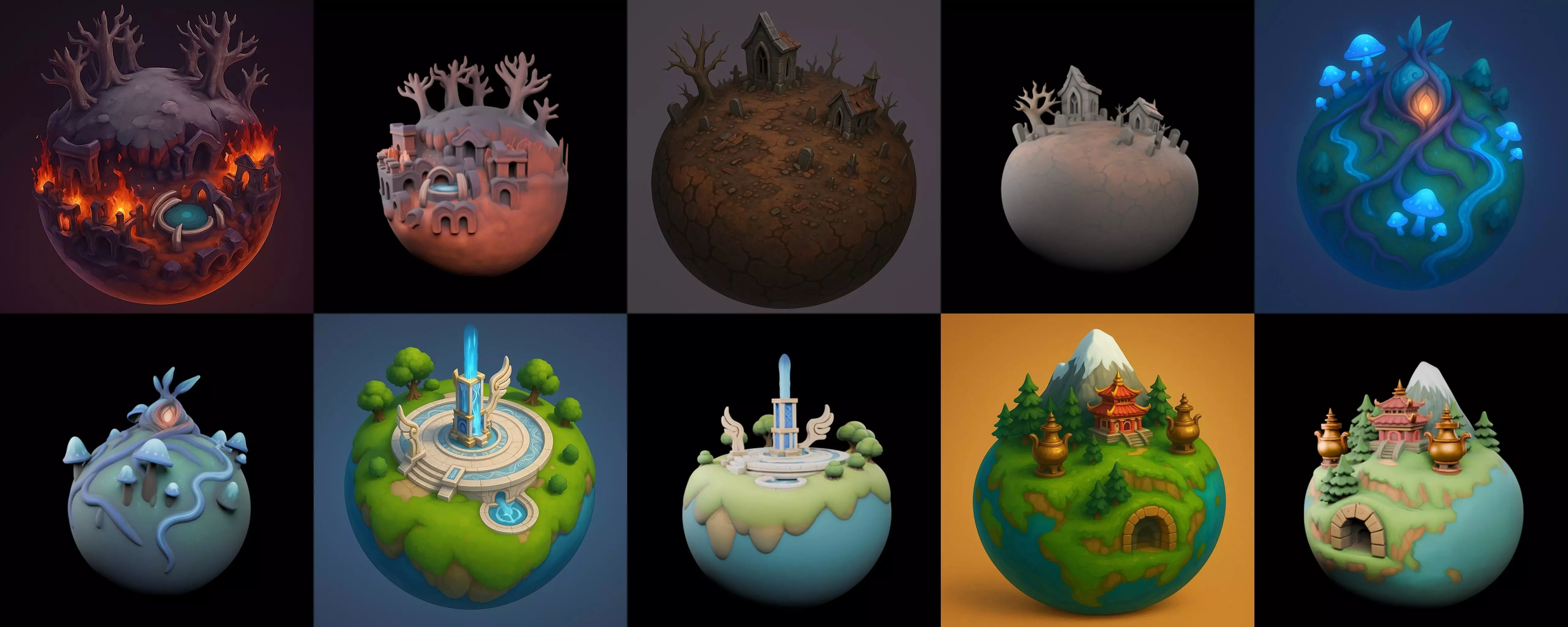 Grounded Planet bundle 3 pack 100 glb 3D model_2