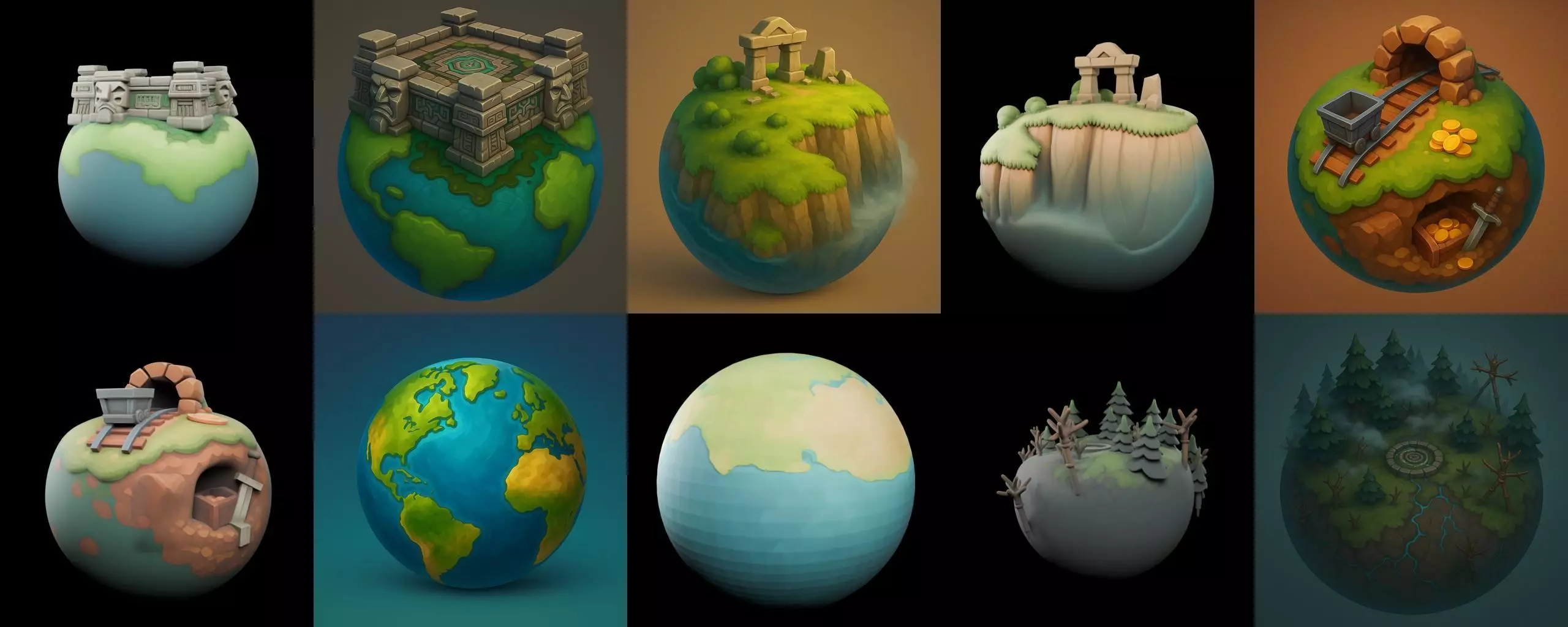 Grounded Planet bundle 2 pack 100 glb 3D model_11