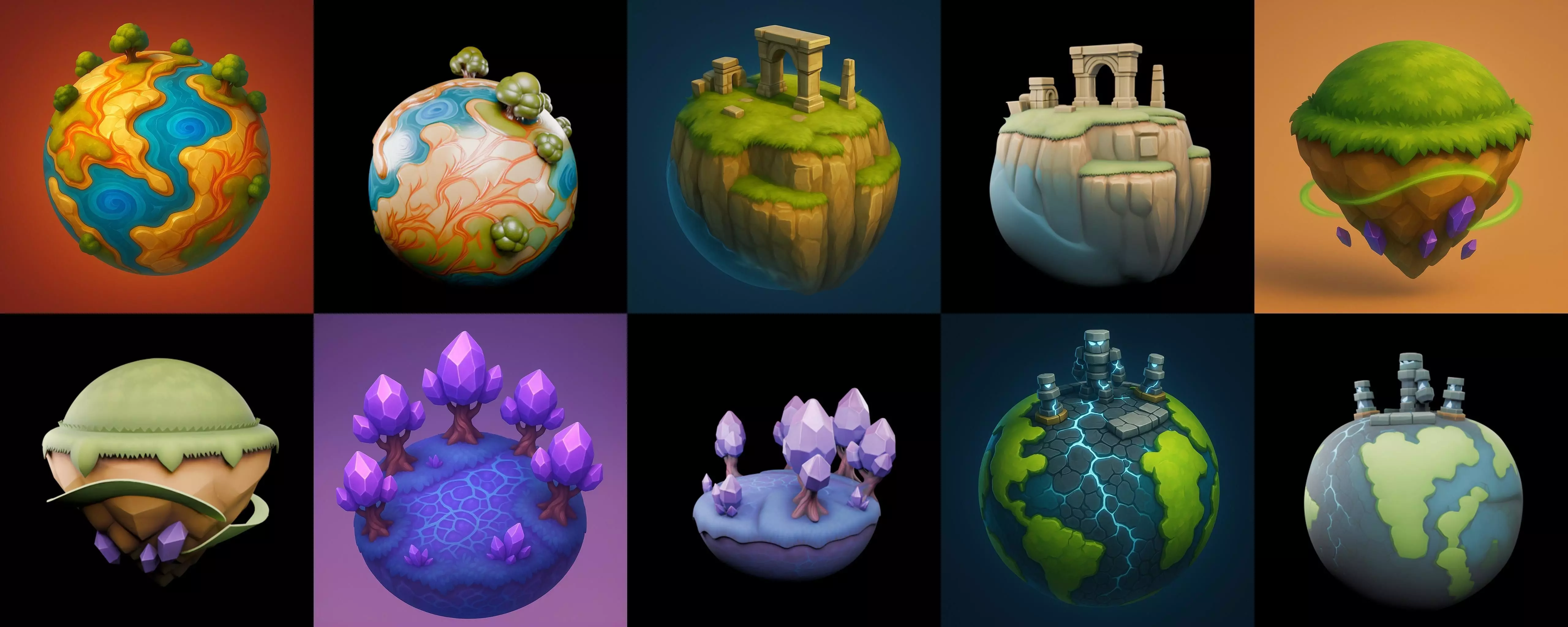 Grounded Planet bundle 2 pack 100 glb 3D model_14