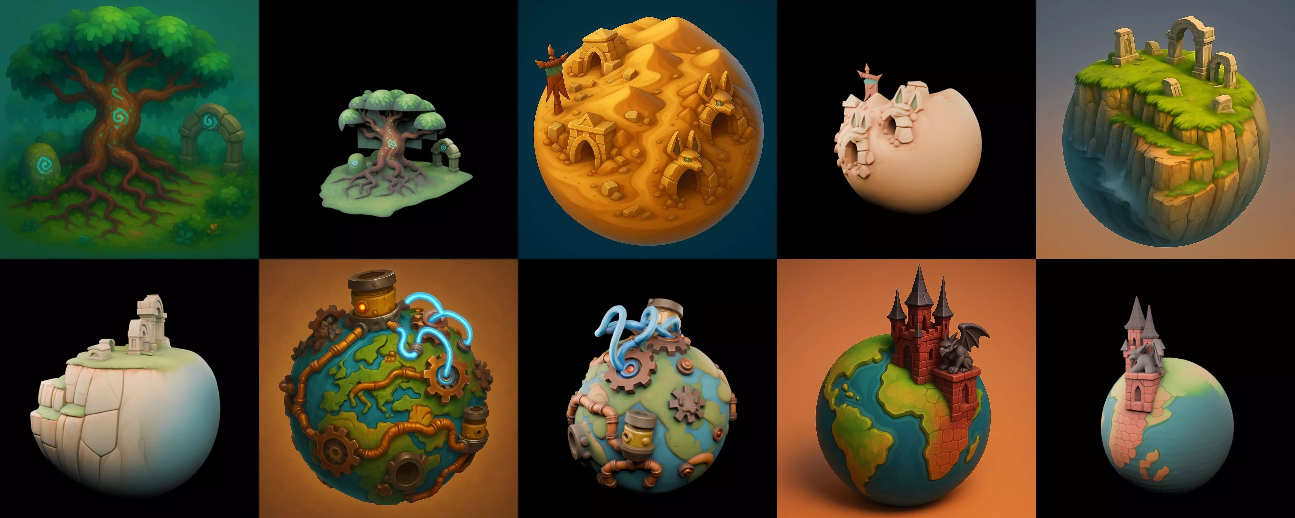 Grounded Planet bundle 2 pack 100 glb 3D model_18