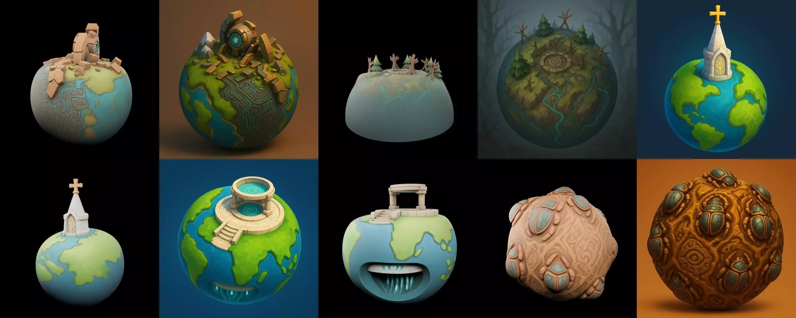 Grounded Planet bundle 2 pack 100 glb 3D model_9