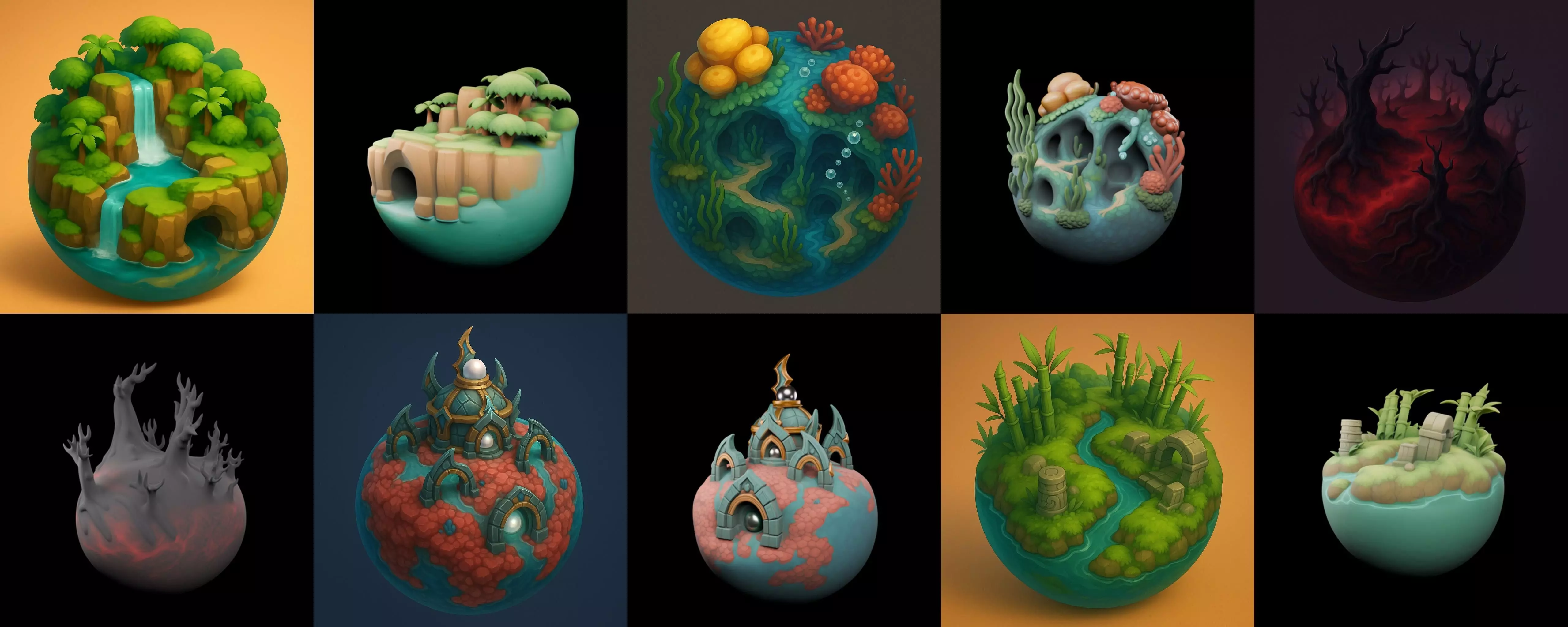 Grounded Planet bundle 2 pack 100 glb 3D model_0