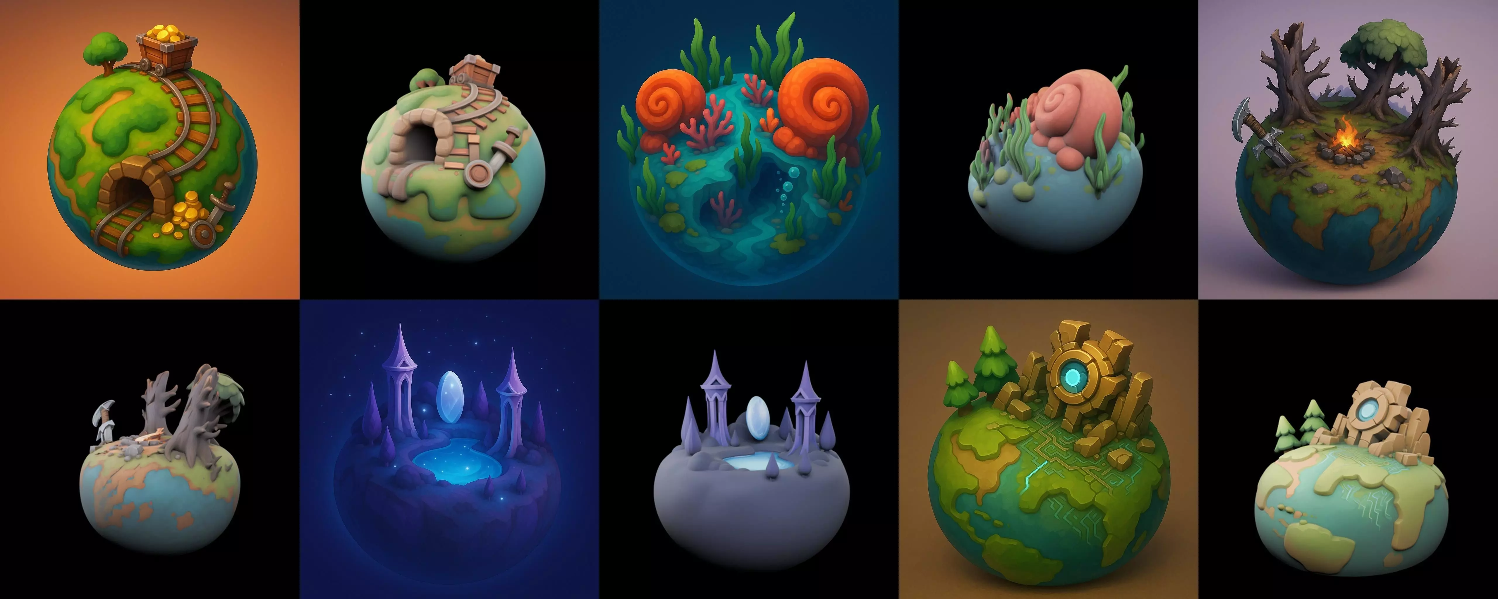 Grounded Planet bundle 2 pack 100 glb 3D model_10