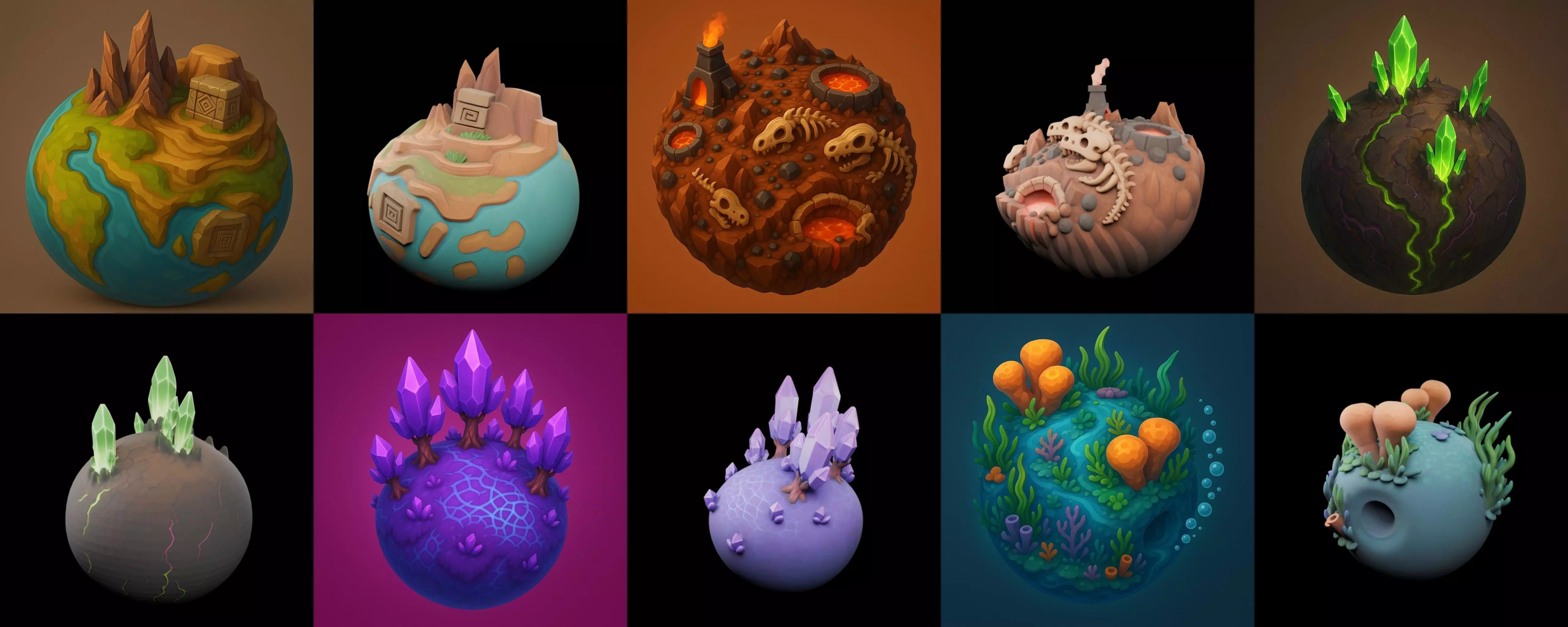 Grounded Planet bundle 2 pack 100 glb 3D model_3