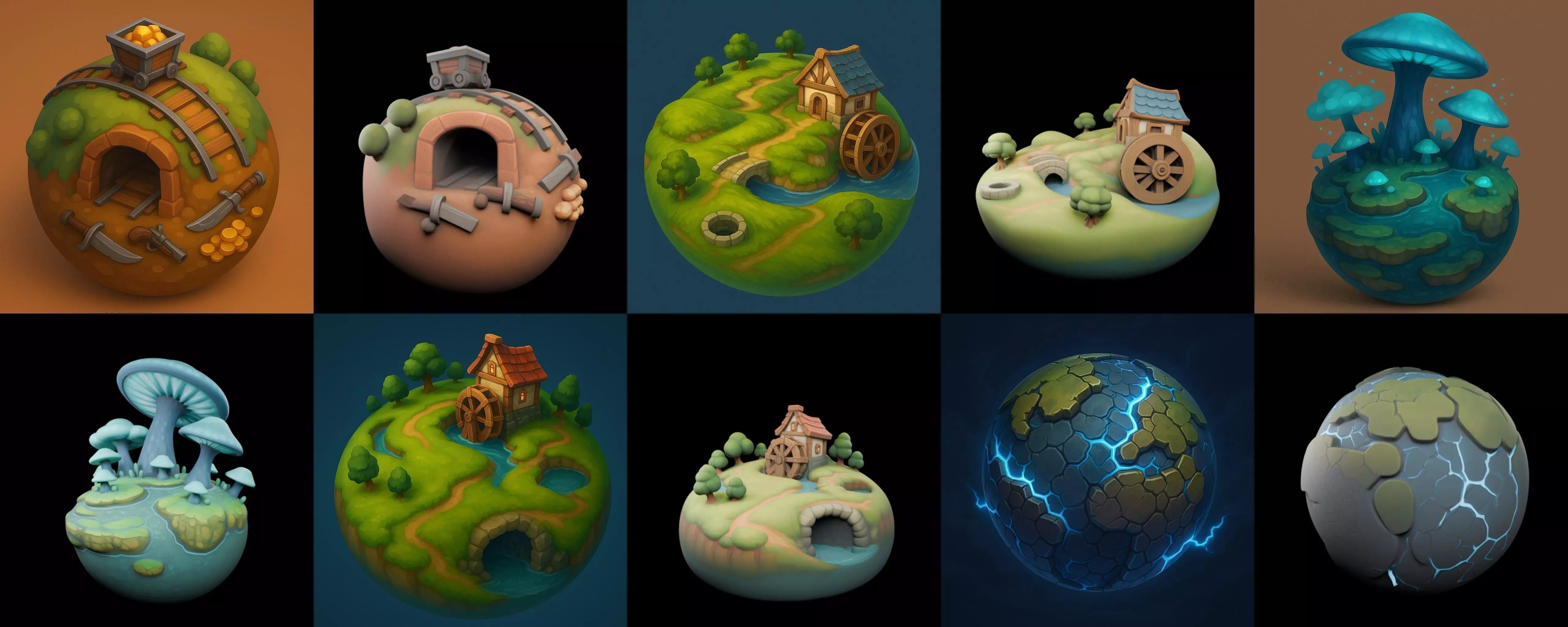 Grounded Planet bundle 2 pack 100 glb 3D model_5
