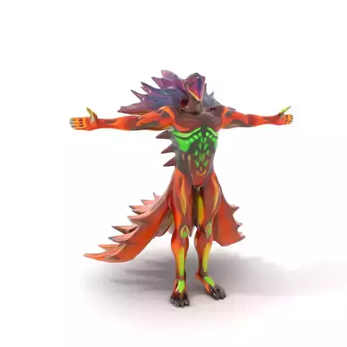 Lizard Warrior Model Pack with Spiky Armor and Vibrant Colors
