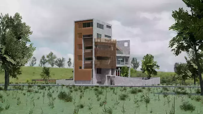 Contemporary House Preposition 3d Low-poly 3D model