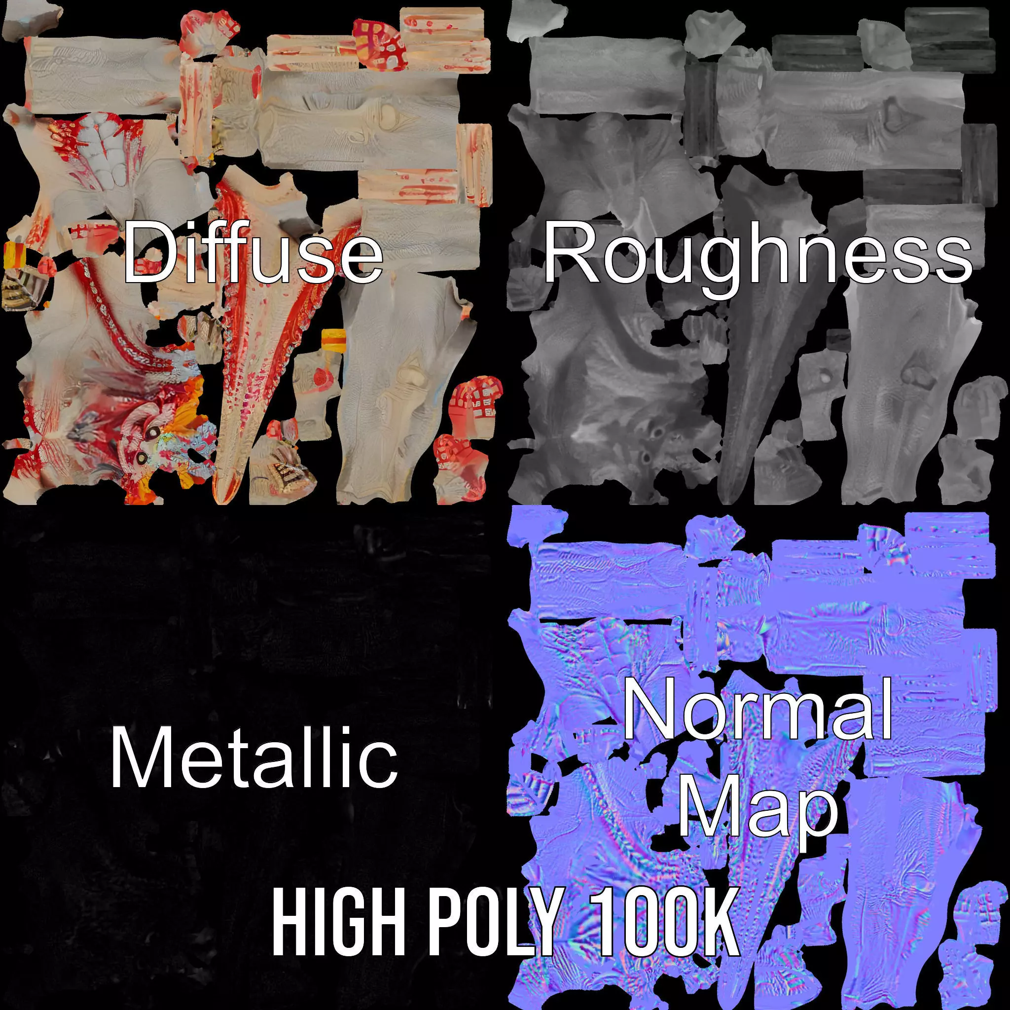 Fantasy Creature Model Pack with Feathered Details Low-poly 3D model_4