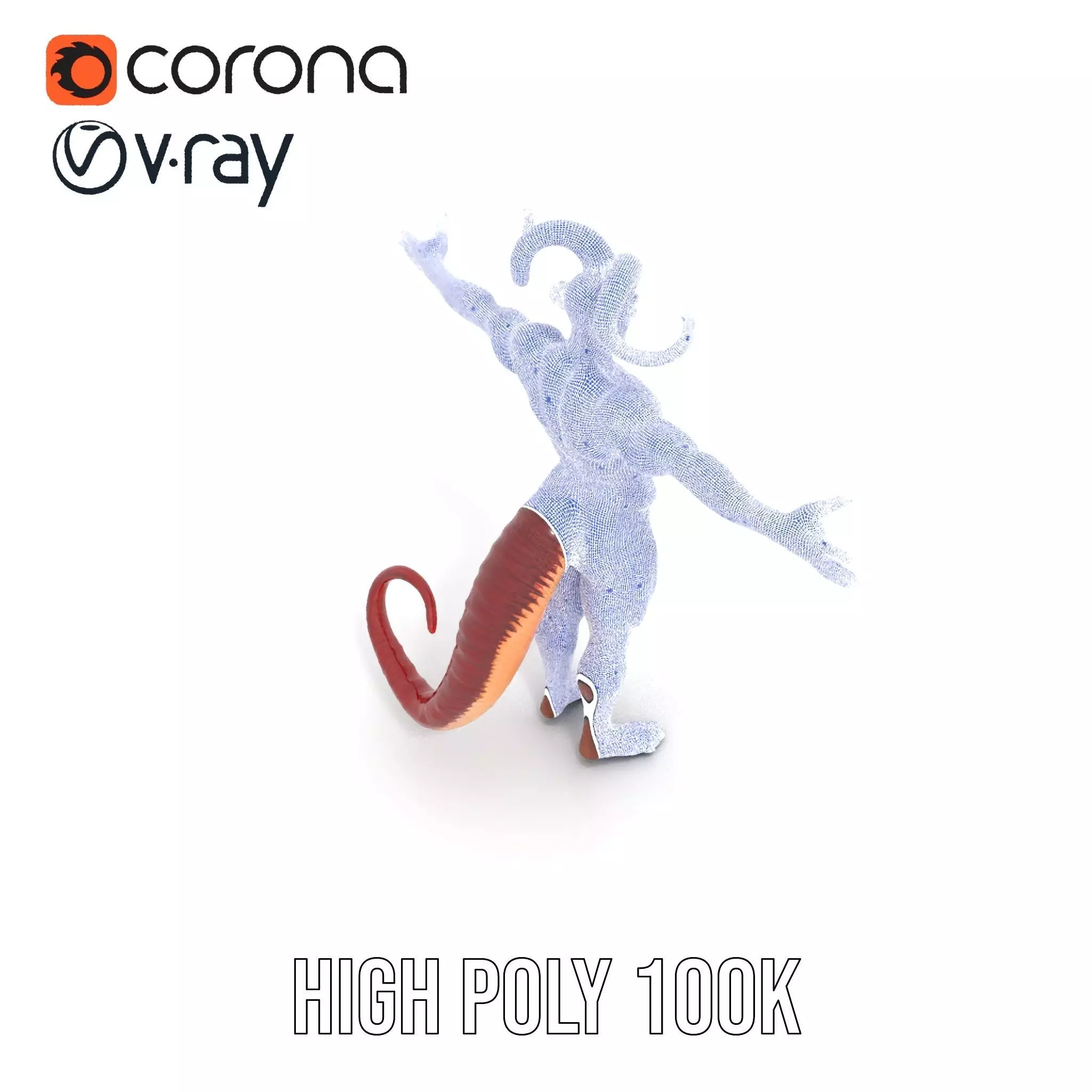 Demonic Creature with Horns Model Pack Low-poly 3D model_29