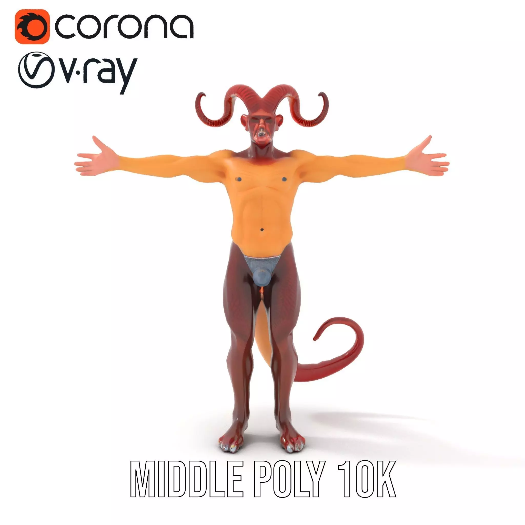 Demonic Creature with Horns Model Pack Low-poly 3D model_13