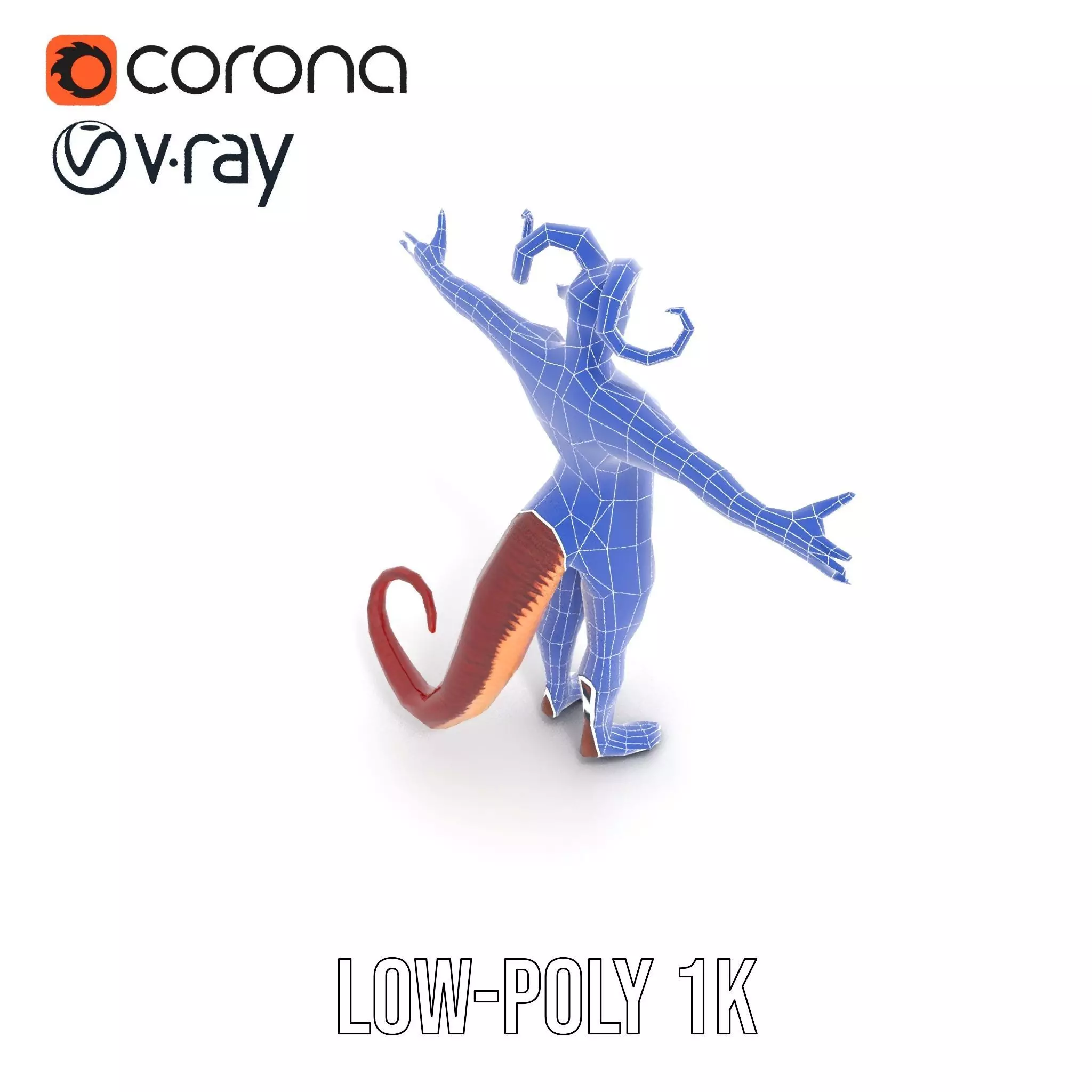 Demonic Creature with Horns Model Pack Low-poly 3D model_25