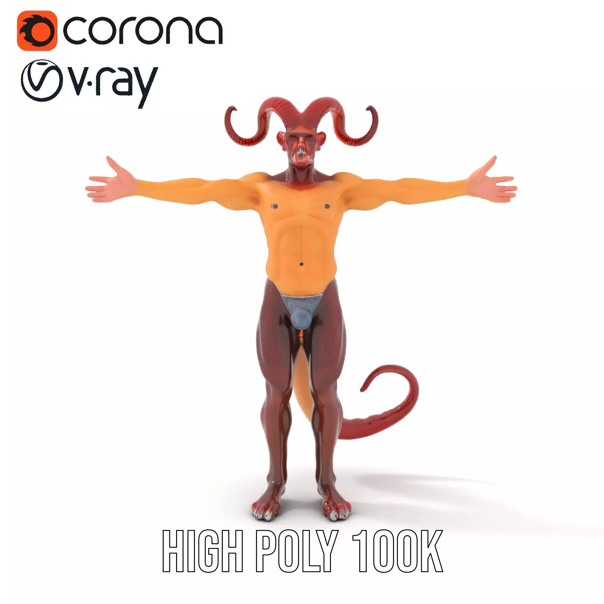 Demonic Creature with Horns Model Pack Low-poly 3D model_26