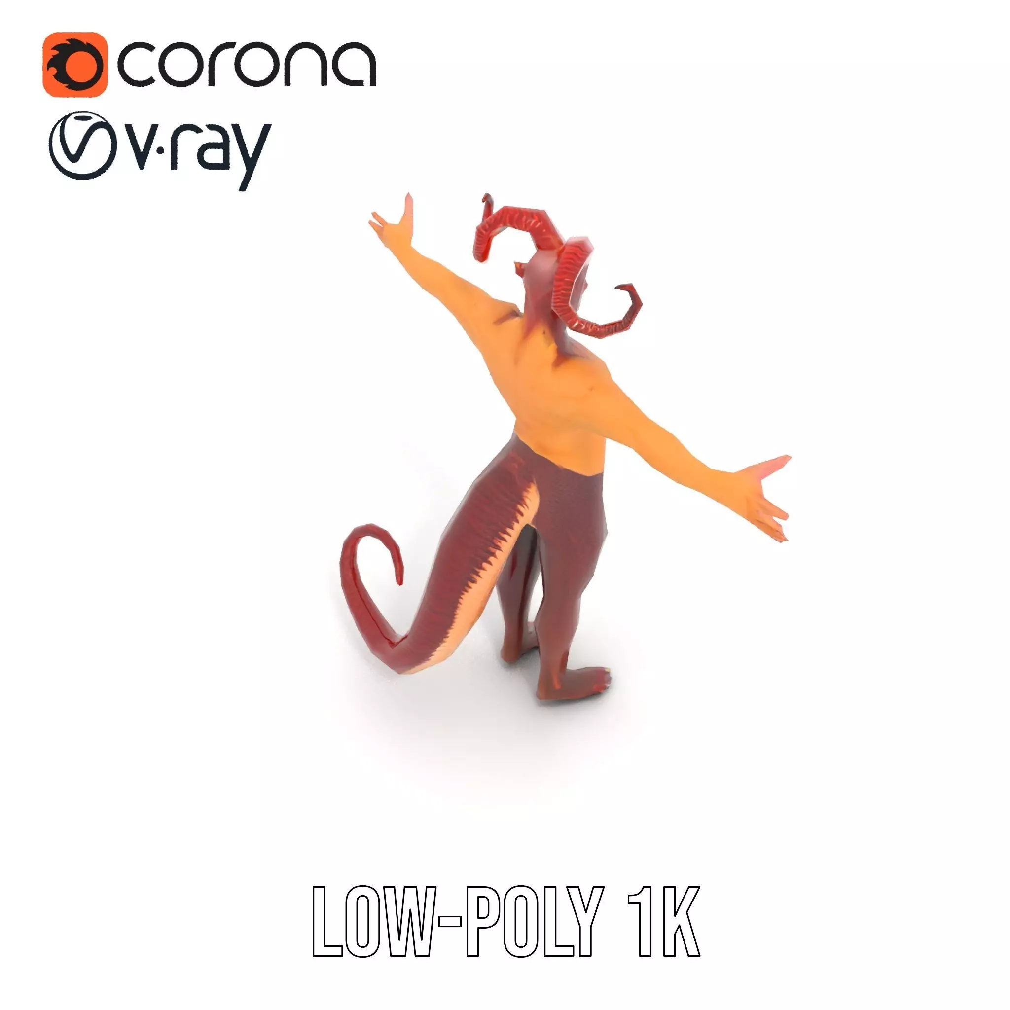 Demonic Creature with Horns Model Pack Low-poly 3D model_9