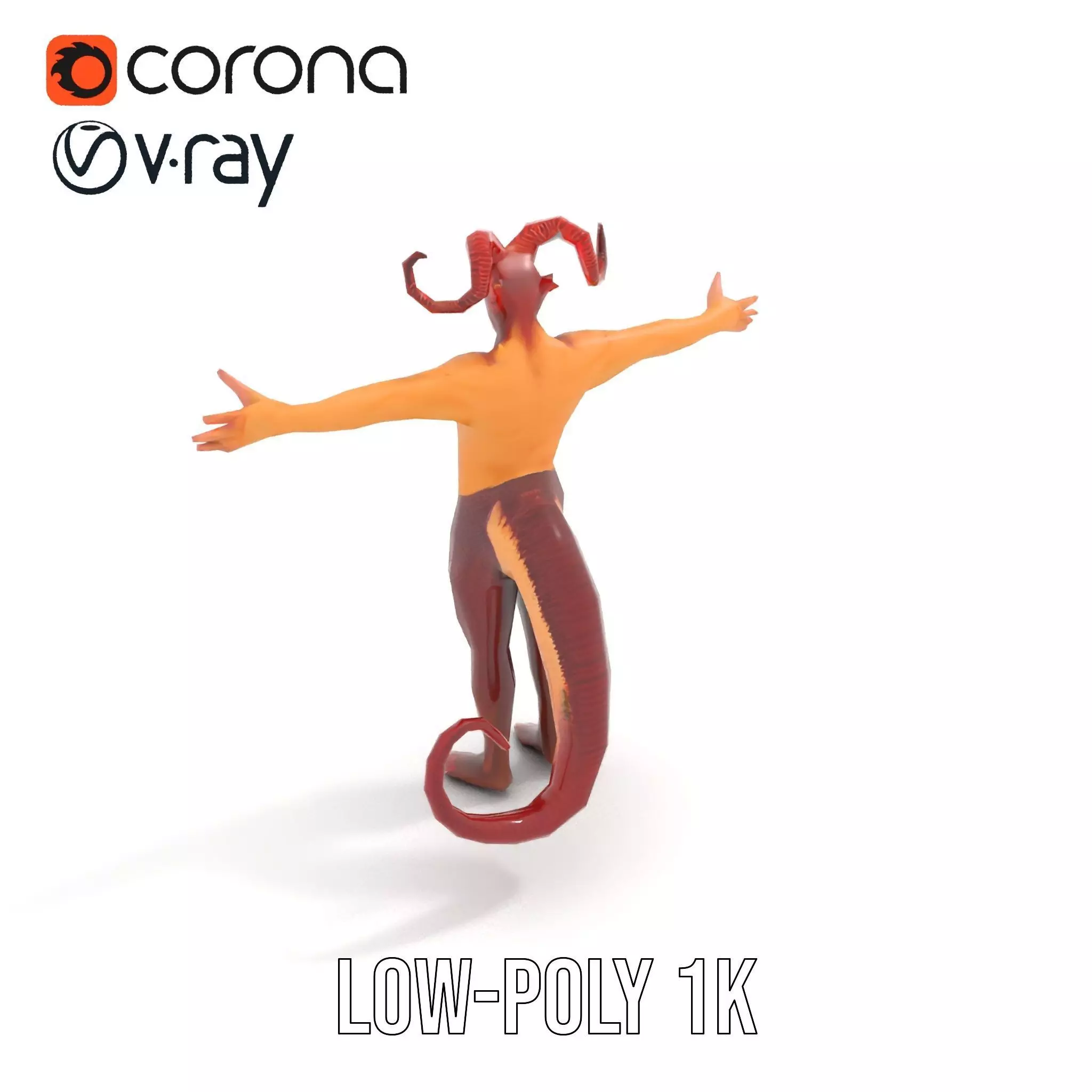 Demonic Creature with Horns Model Pack Low-poly 3D model_12