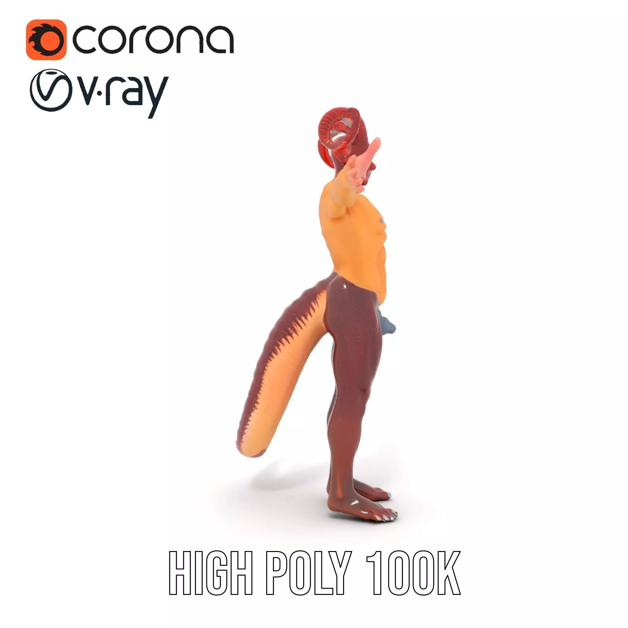 Demonic Creature with Horns Model Pack Low-poly 3D model_15