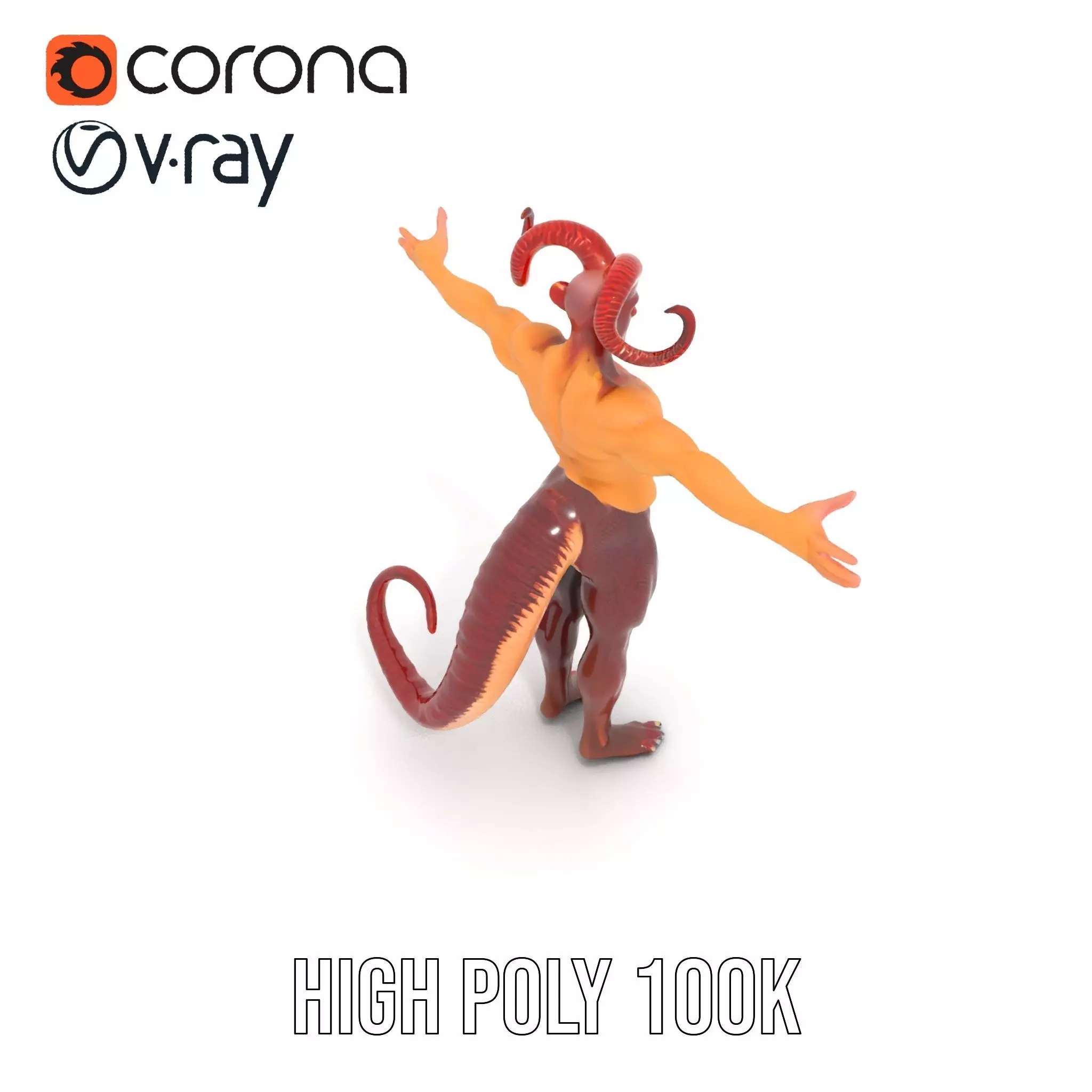 Demonic Creature with Horns Model Pack Low-poly 3D model_10