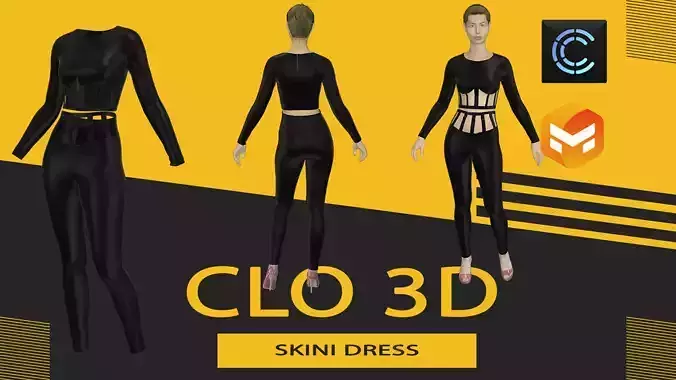 Skini dress Marvelous Designer or Clo3D ZPRJ