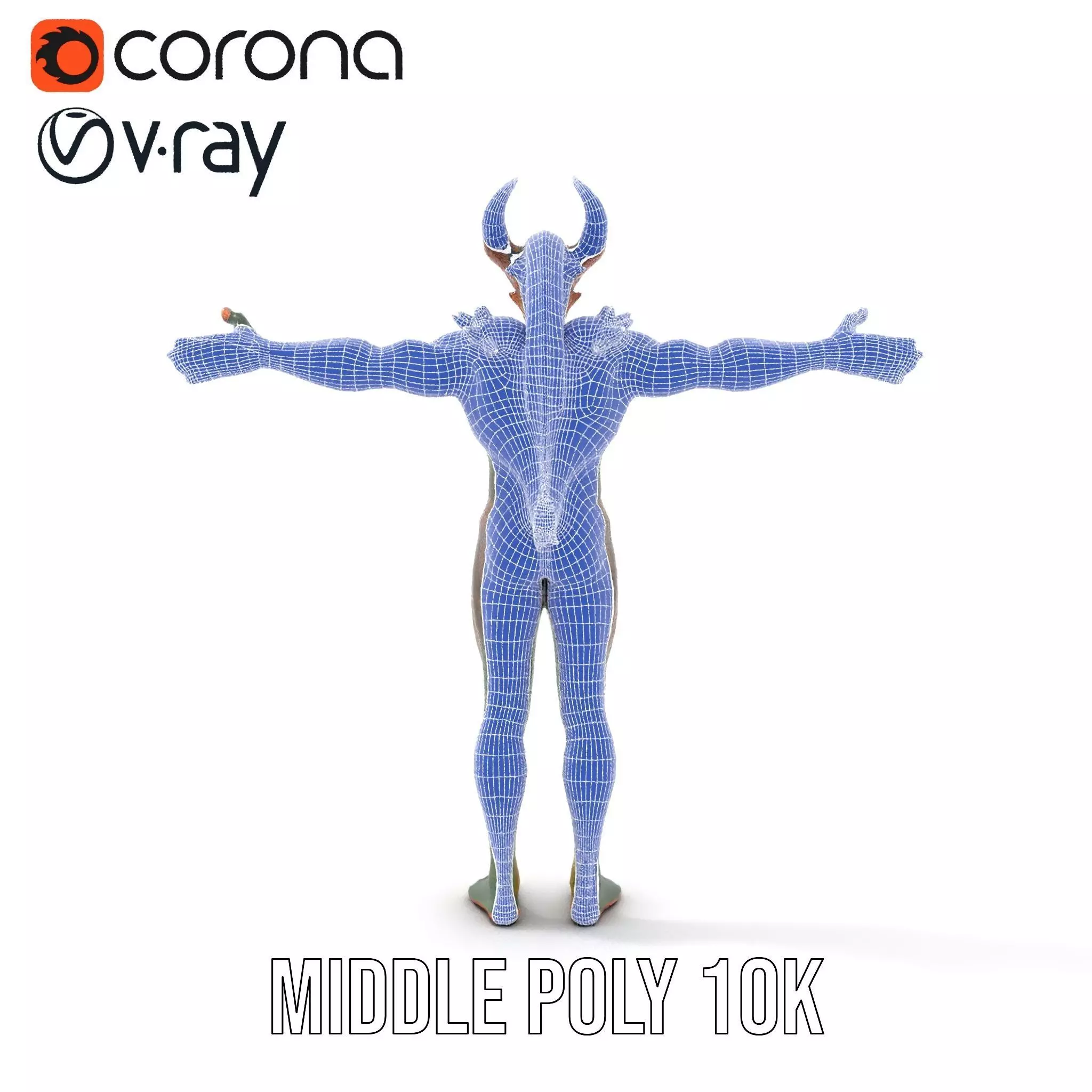 Demon Creature Model Pack with Detailed Skin and Horns Low-poly 3D model_27