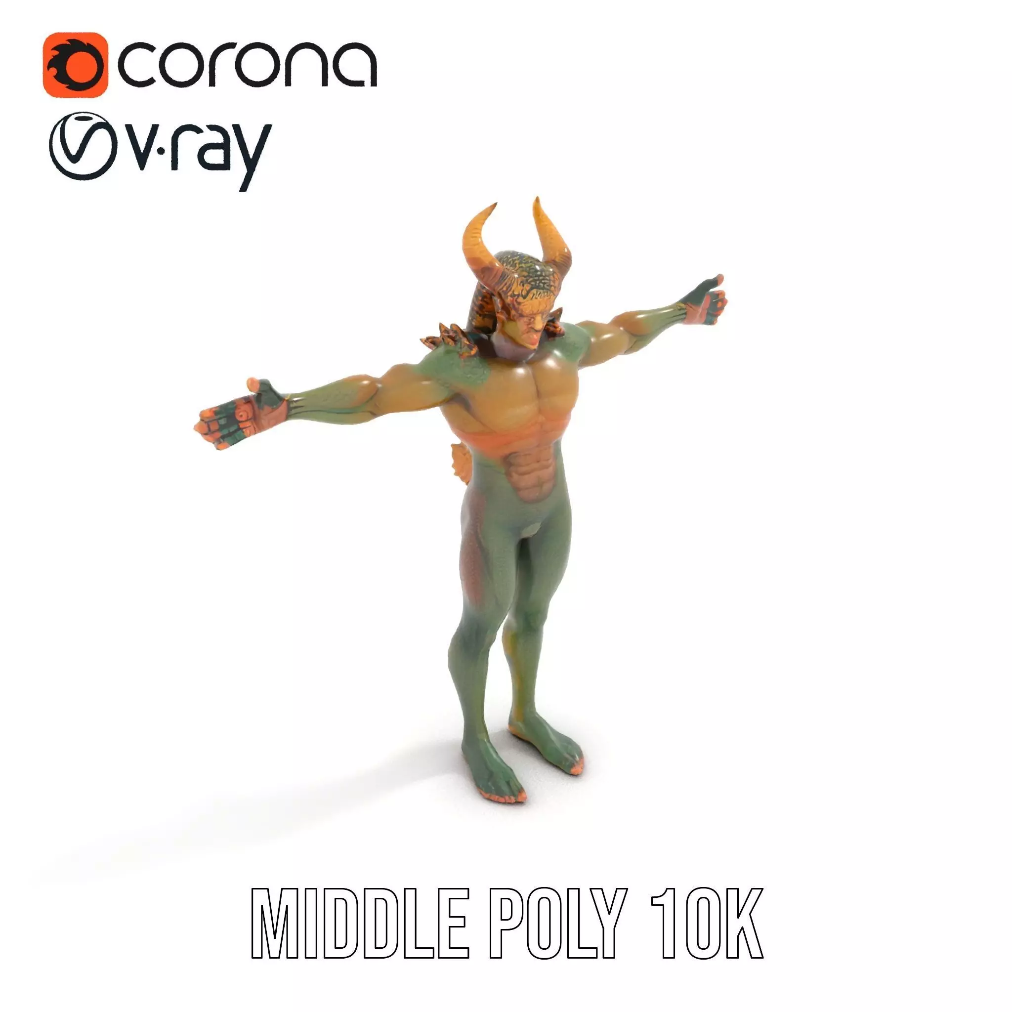 Demon Creature Model Pack with Detailed Skin and Horns Low-poly 3D model_19