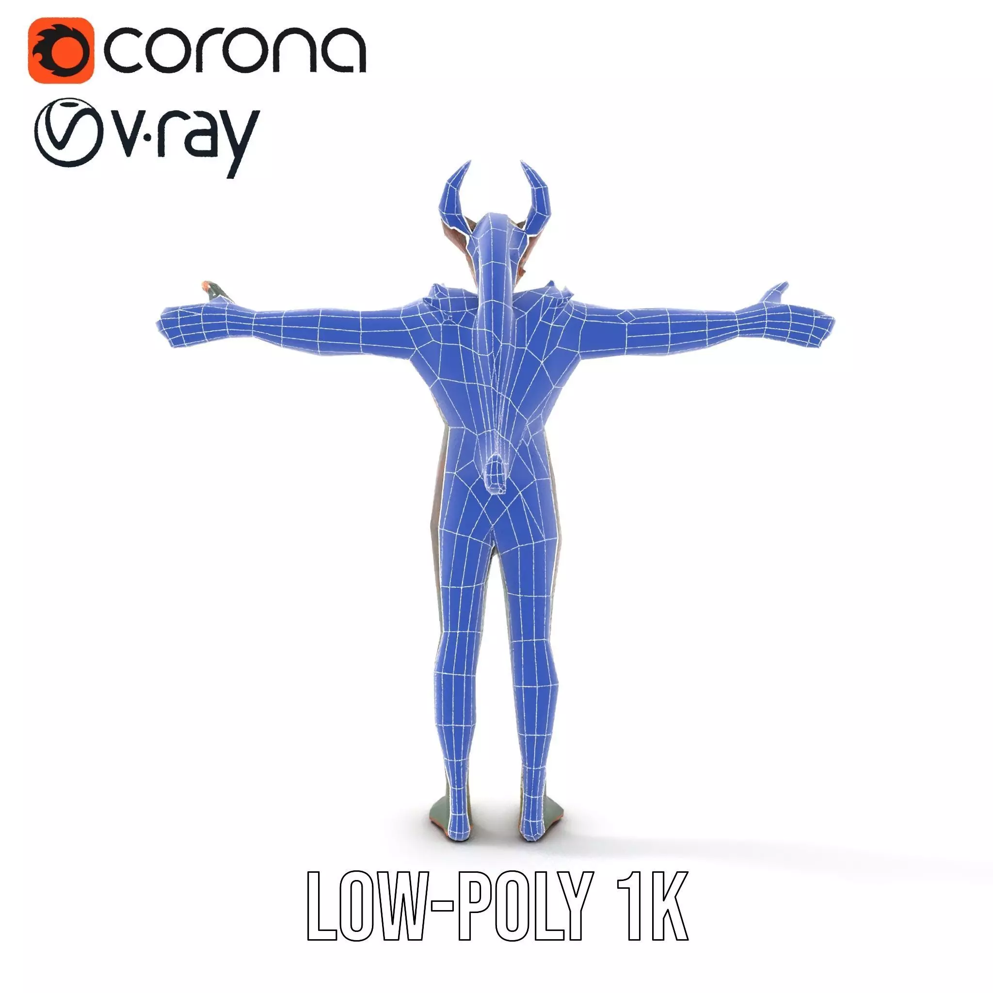 Demon Creature Model Pack with Detailed Skin and Horns Low-poly 3D model_20