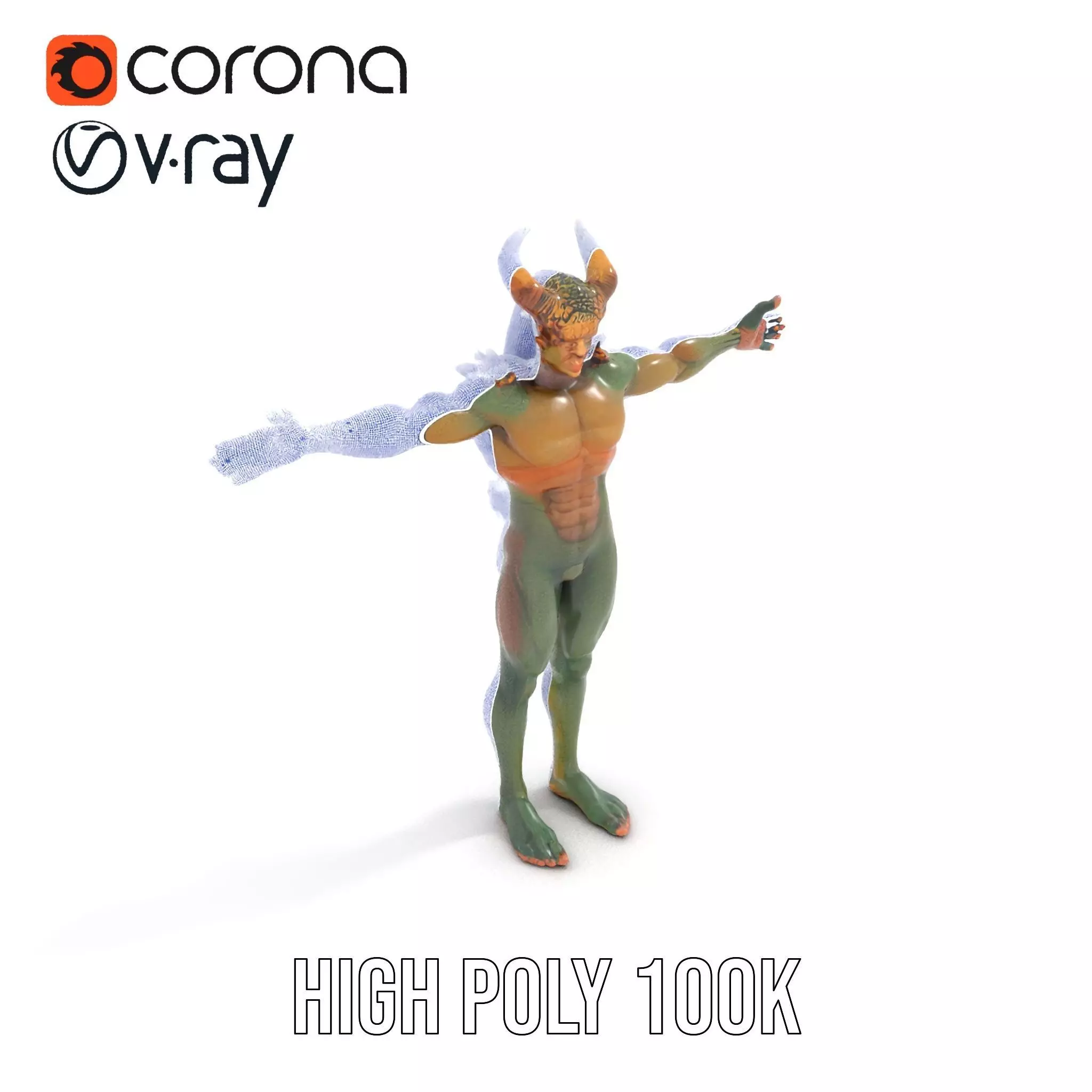 Demon Creature Model Pack with Detailed Skin and Horns Low-poly 3D model_32