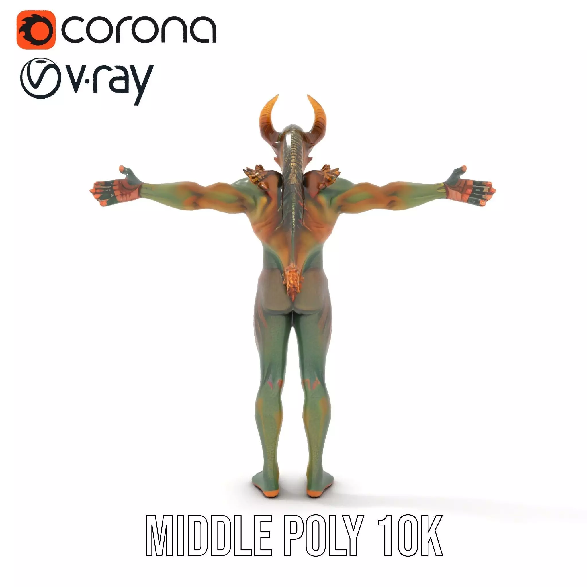 Demon Creature Model Pack with Detailed Skin and Horns Low-poly 3D model_6