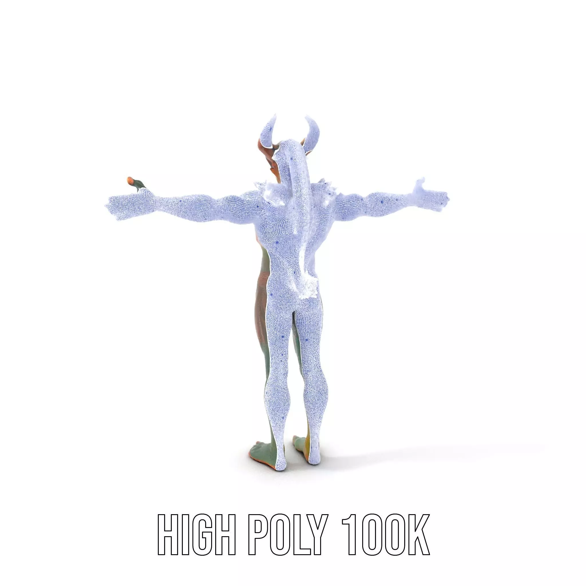 Demon Creature Model Pack with Detailed Skin and Horns Low-poly 3D model_5