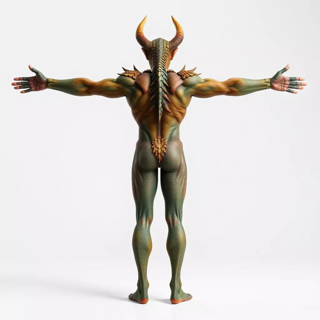Demon Creature Model Pack with Detailed Skin and Horns Low-poly 3D model_3