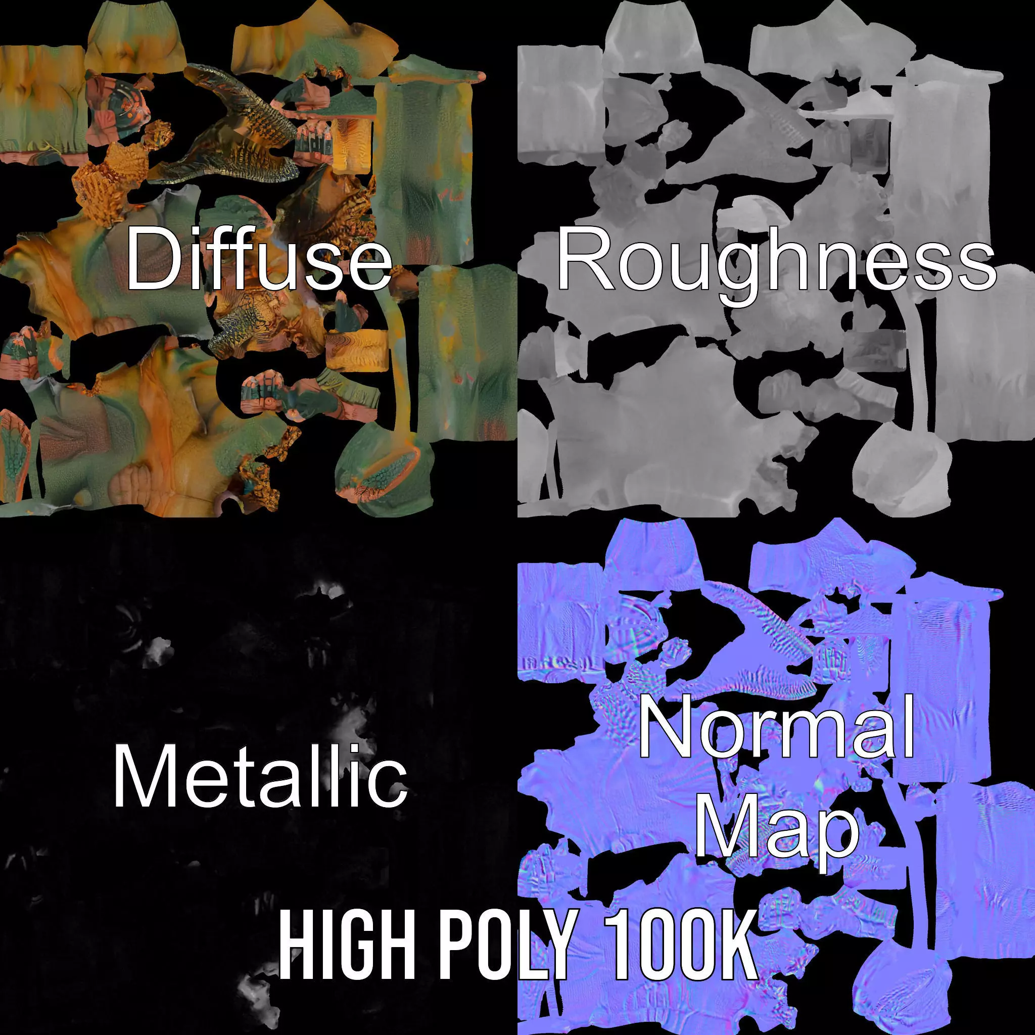 Demon Creature Model Pack with Detailed Skin and Horns Low-poly 3D model_4