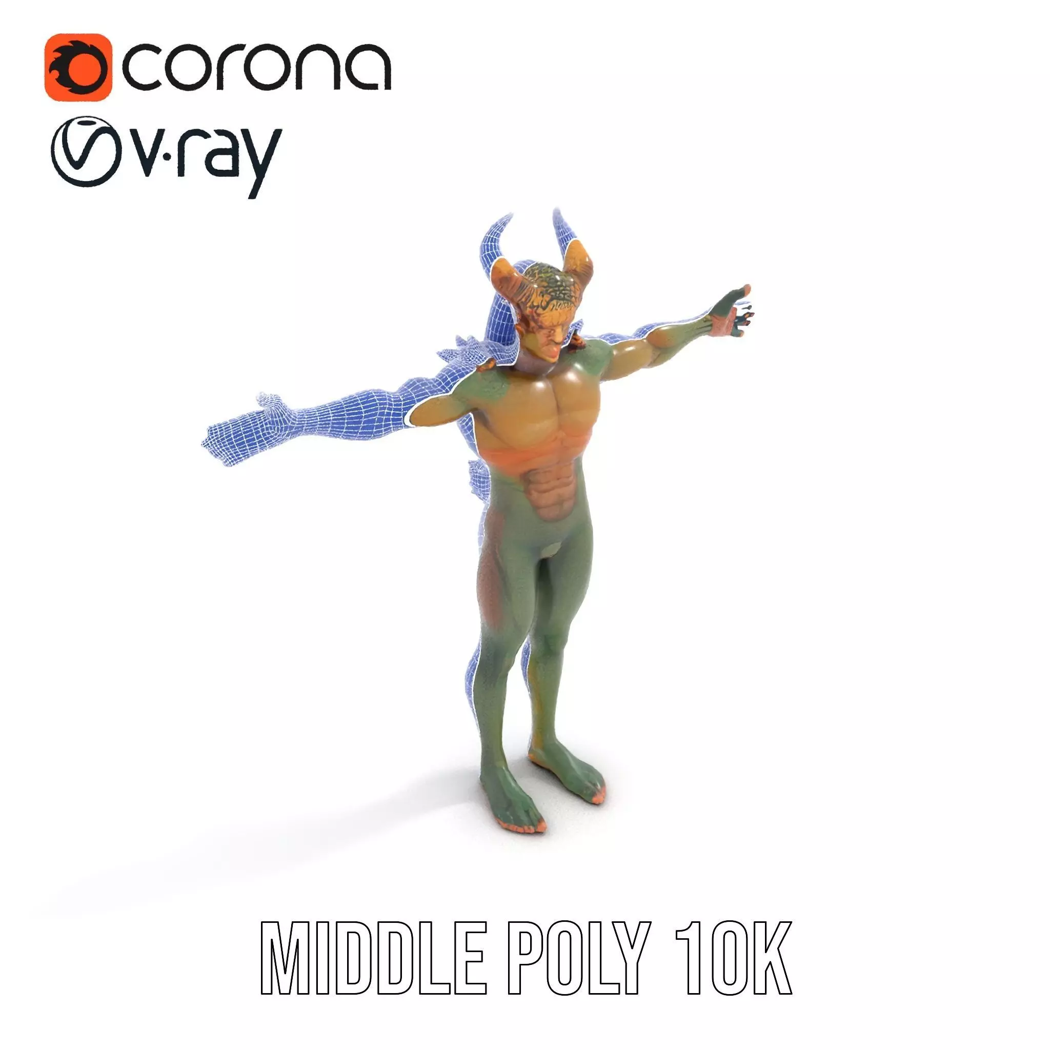 Demon Creature Model Pack with Detailed Skin and Horns Low-poly 3D model_22