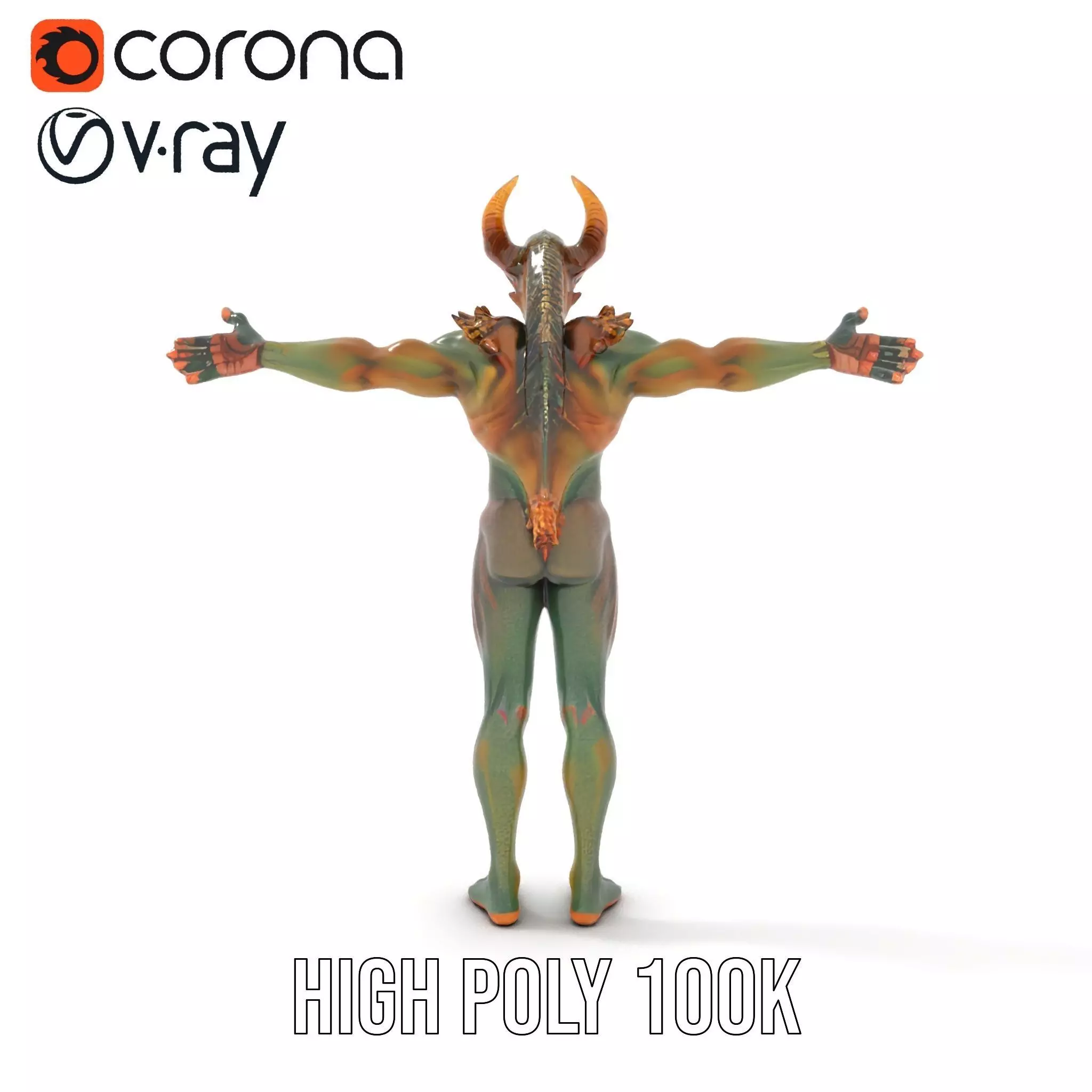 Demon Creature Model Pack with Detailed Skin and Horns Low-poly 3D model_18