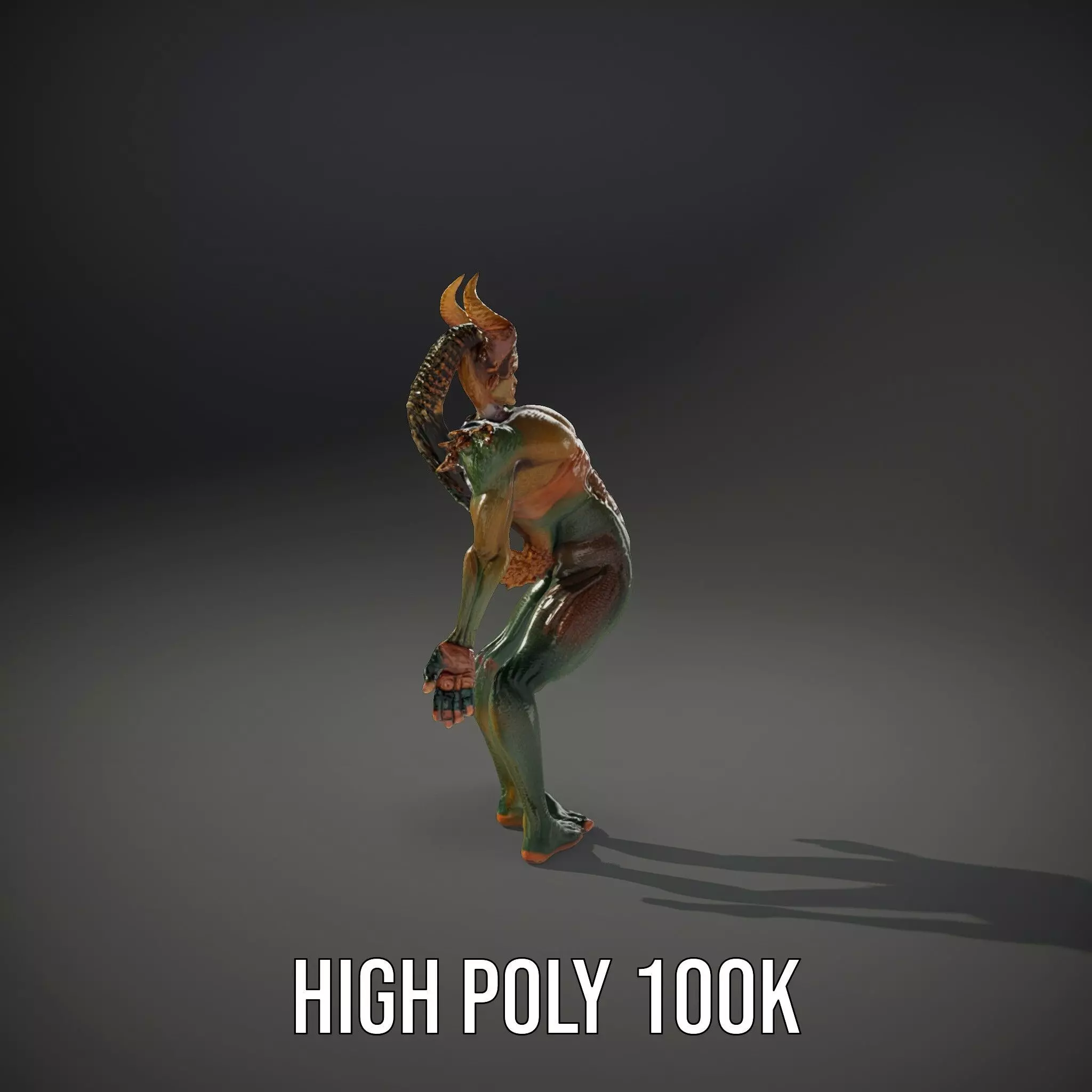 Demon Creature Model Pack with Detailed Skin and Horns Low-poly 3D model_34