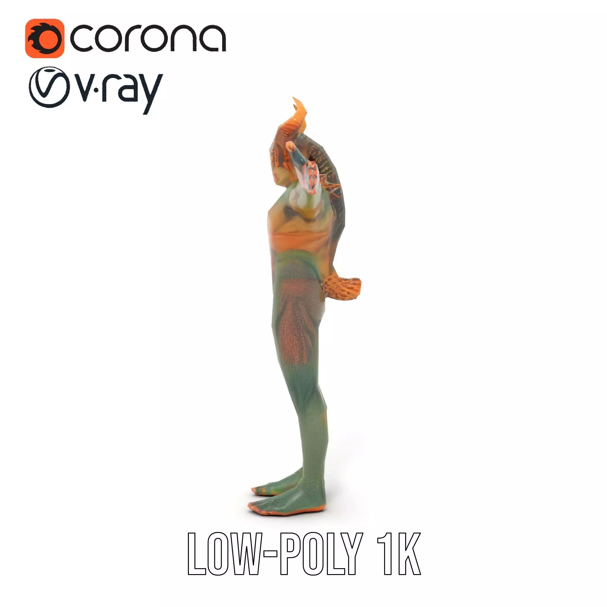 Demon Creature Model Pack with Detailed Skin and Horns Low-poly 3D model_9