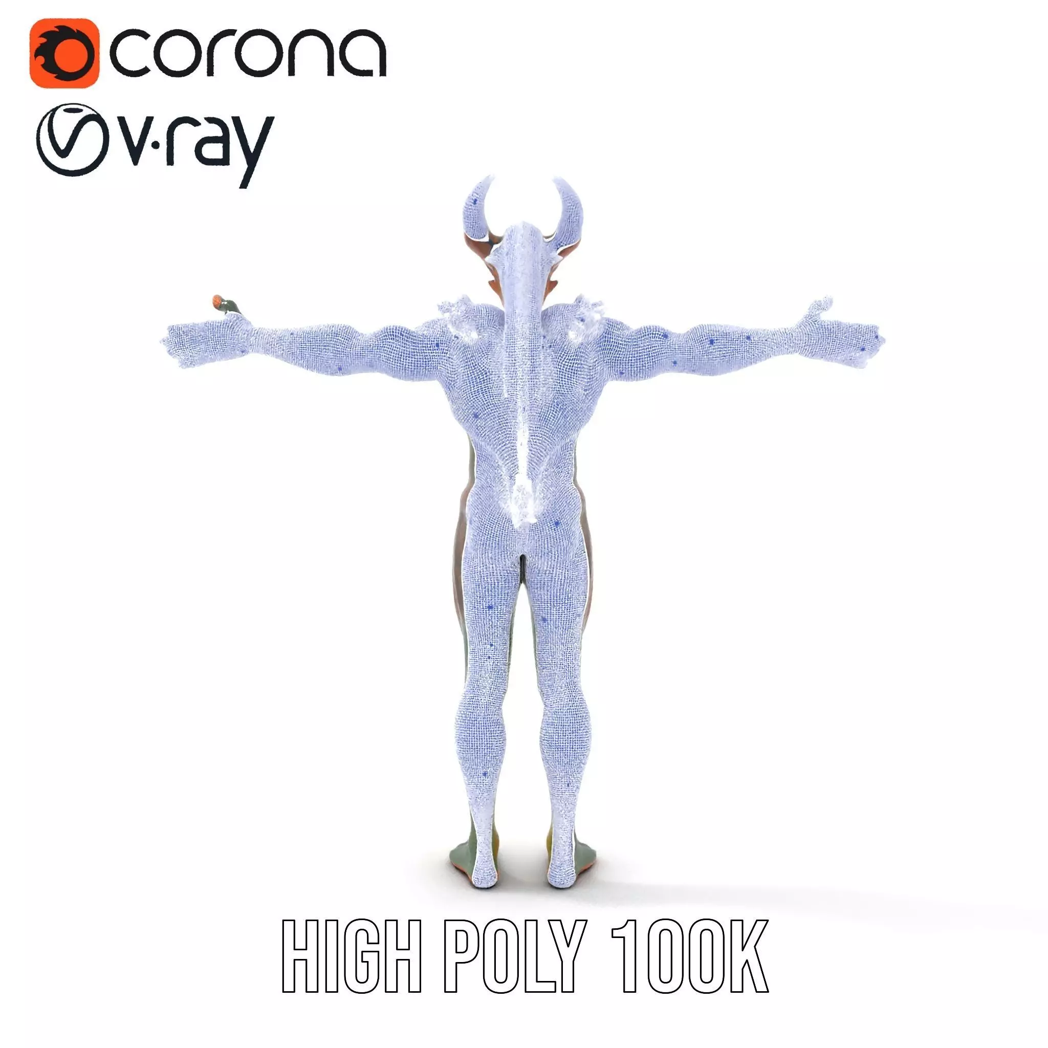 Demon Creature Model Pack with Detailed Skin and Horns Low-poly 3D model_12