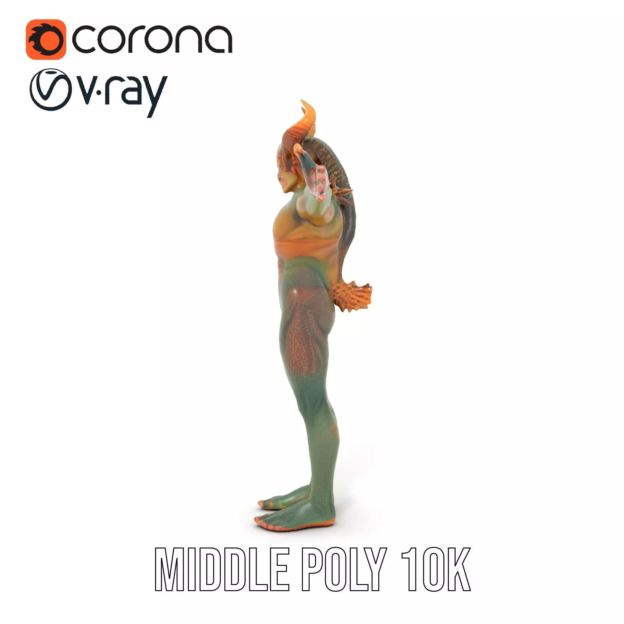 Demon Creature Model Pack with Detailed Skin and Horns Low-poly 3D model_13