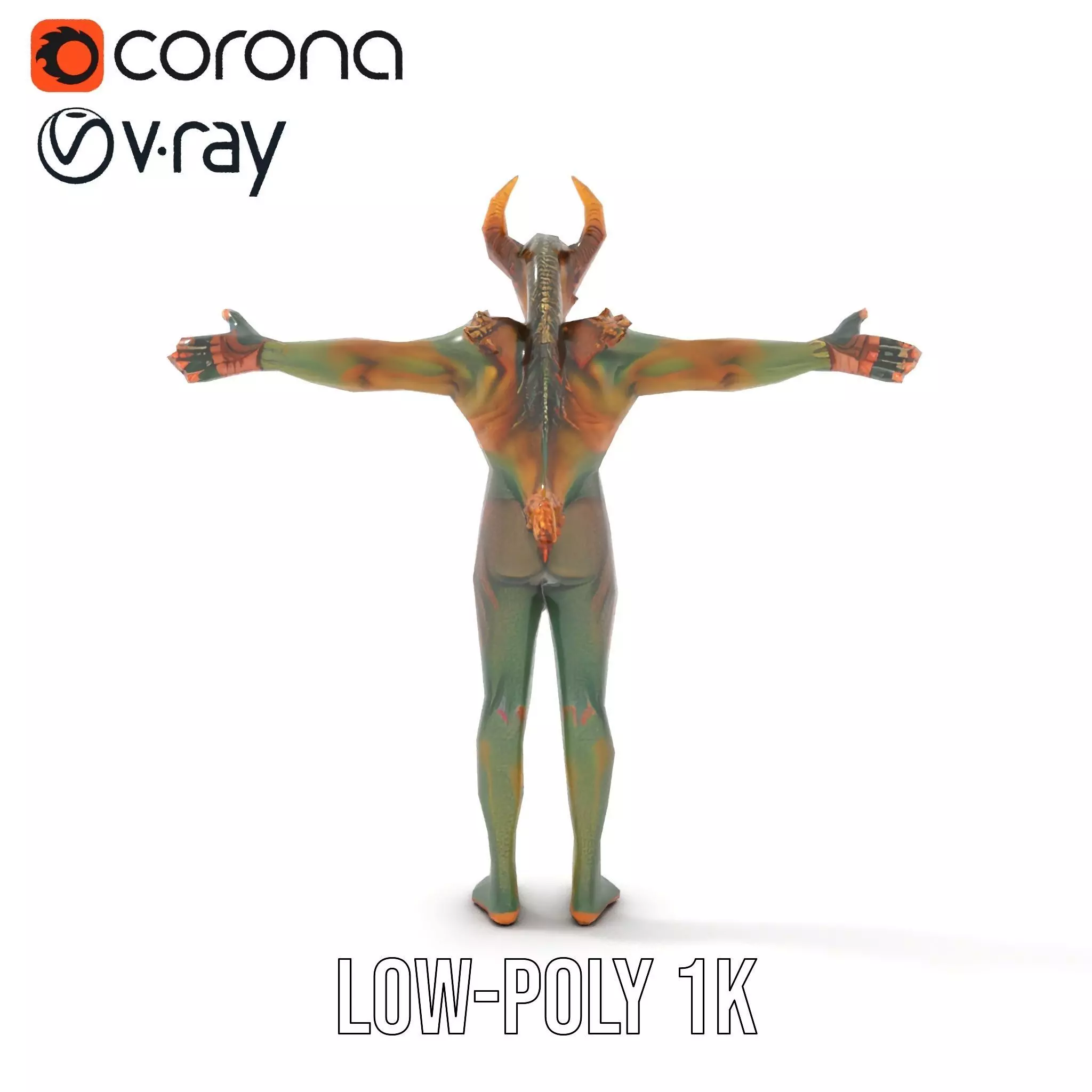 Demon Creature Model Pack with Detailed Skin and Horns Low-poly 3D model_28