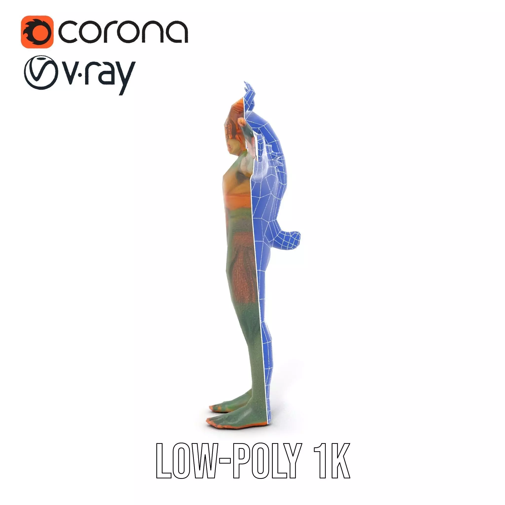 Demon Creature Model Pack with Detailed Skin and Horns Low-poly 3D model_31