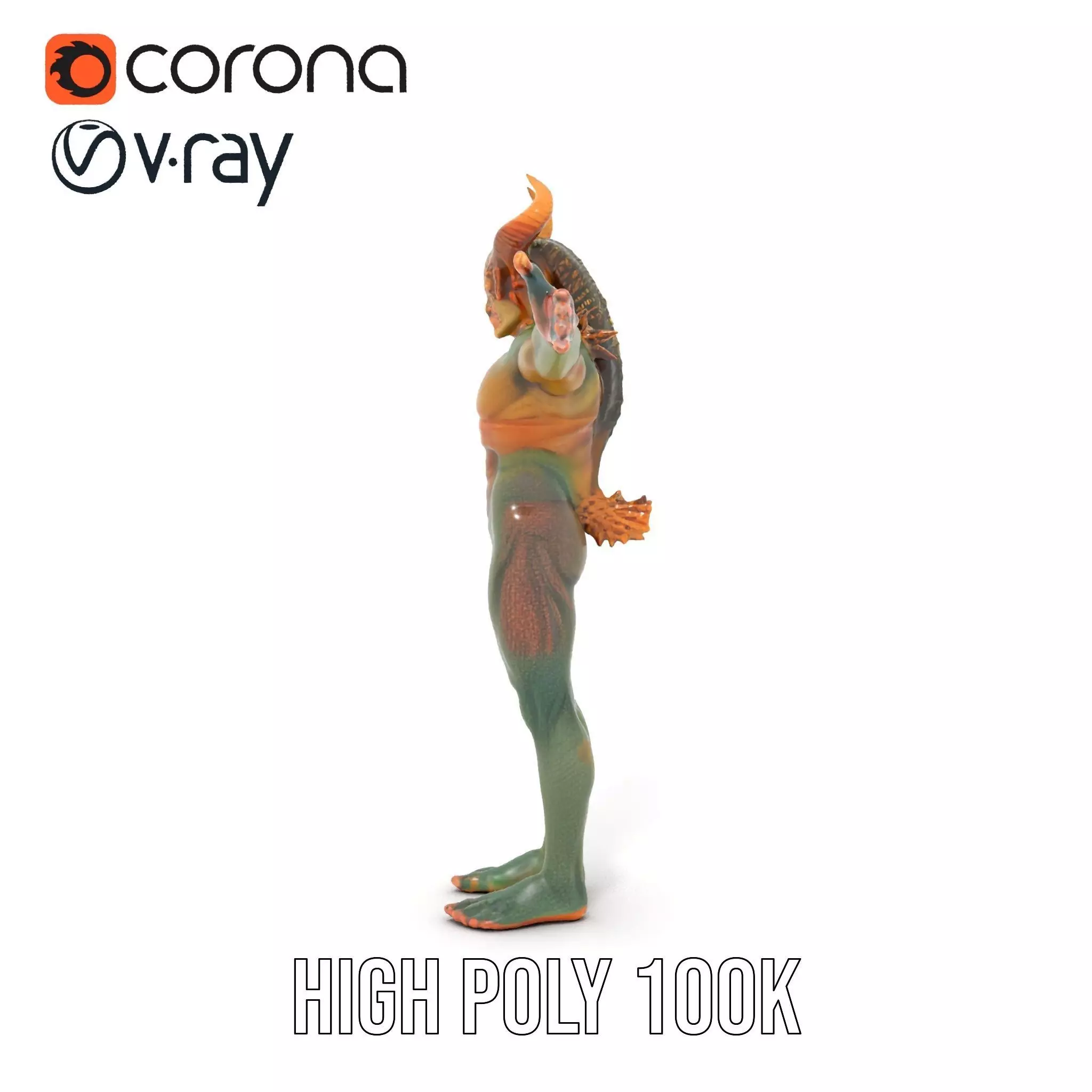 Demon Creature Model Pack with Detailed Skin and Horns Low-poly 3D model_26