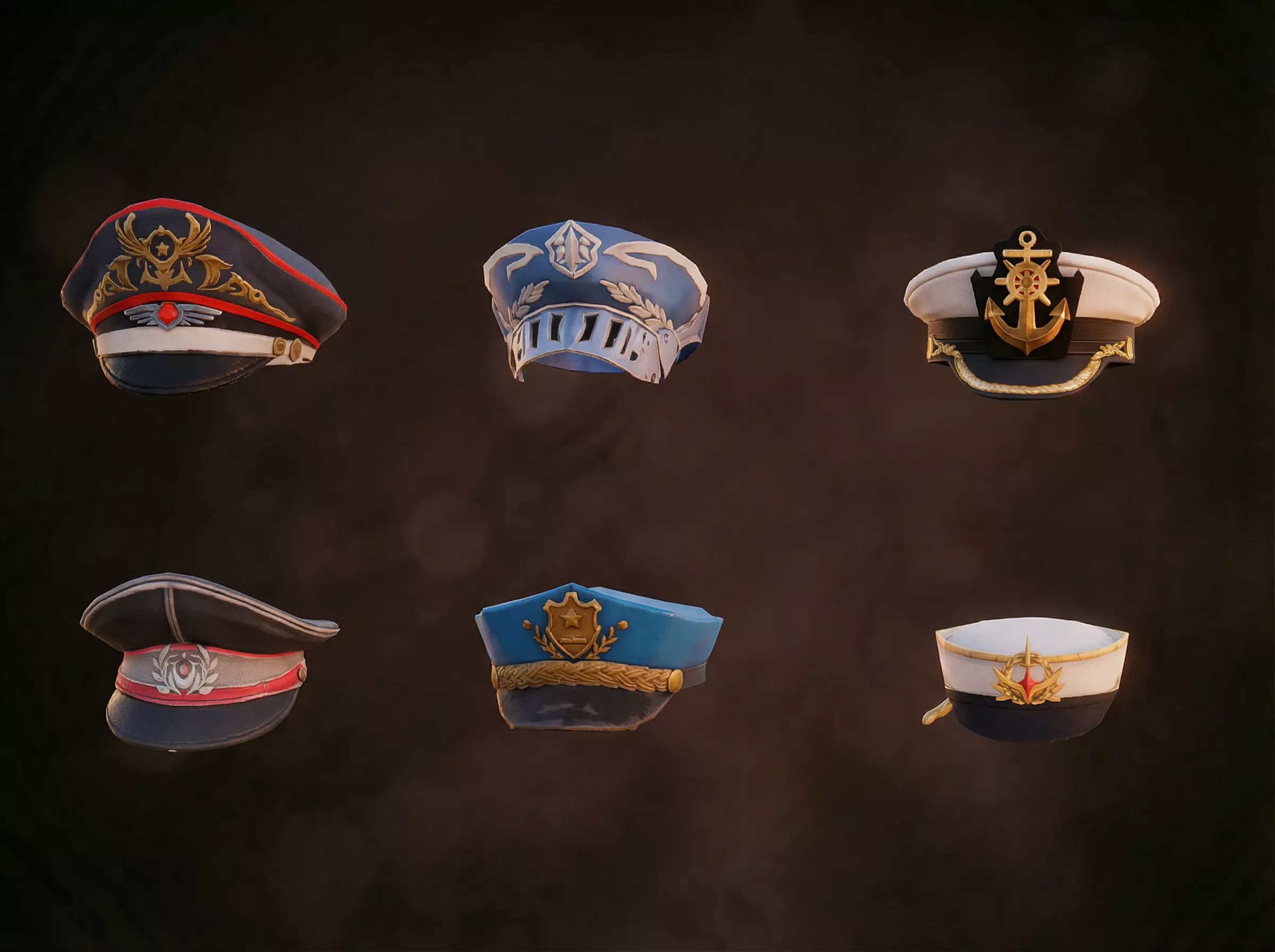 8 captain hat for men women Stylized Low poly 3D model Low-poly 3D model