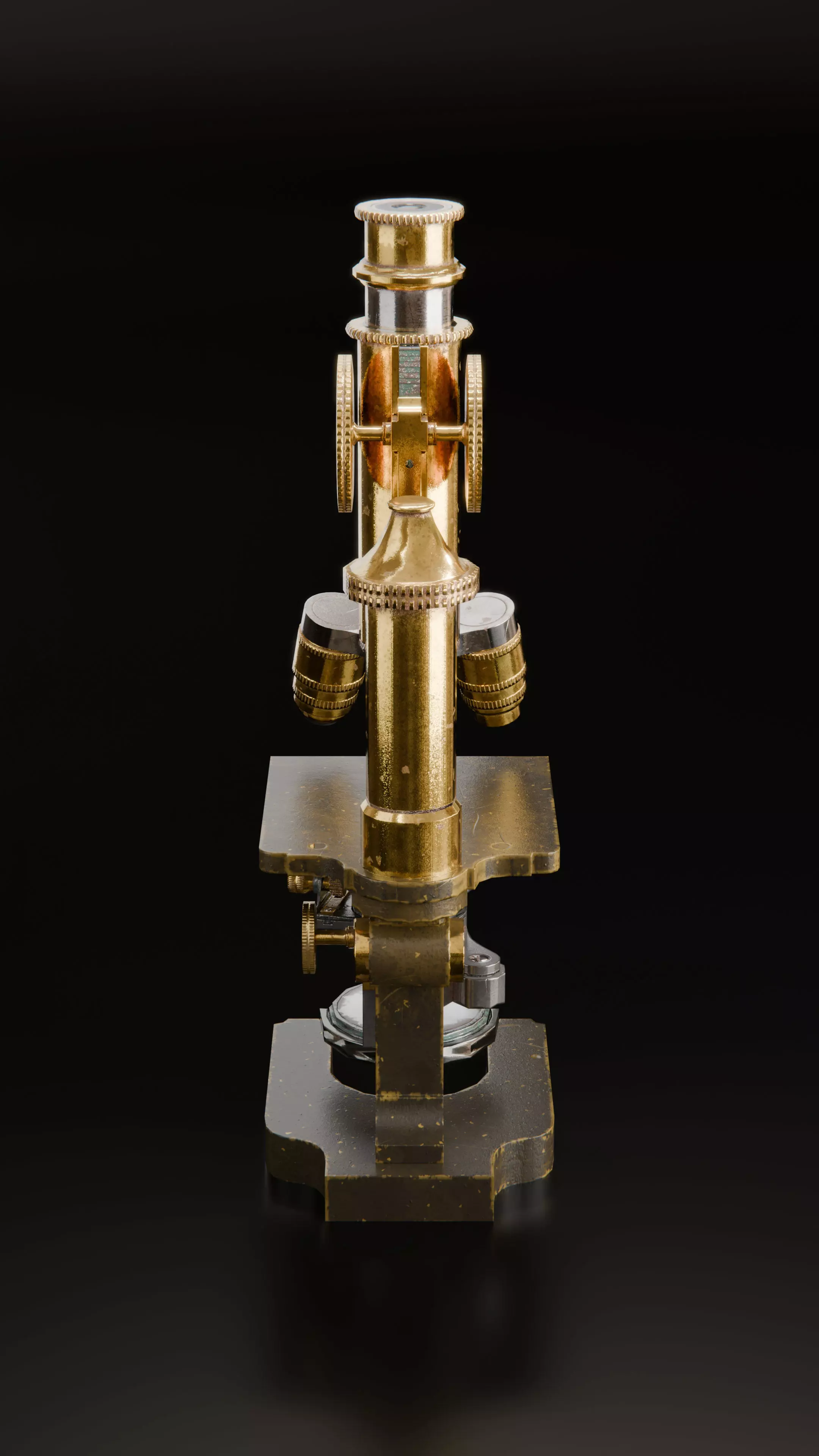 Antique Brass Microscope 3D Model High Quality PBR Textured Low-poly 3D model_2