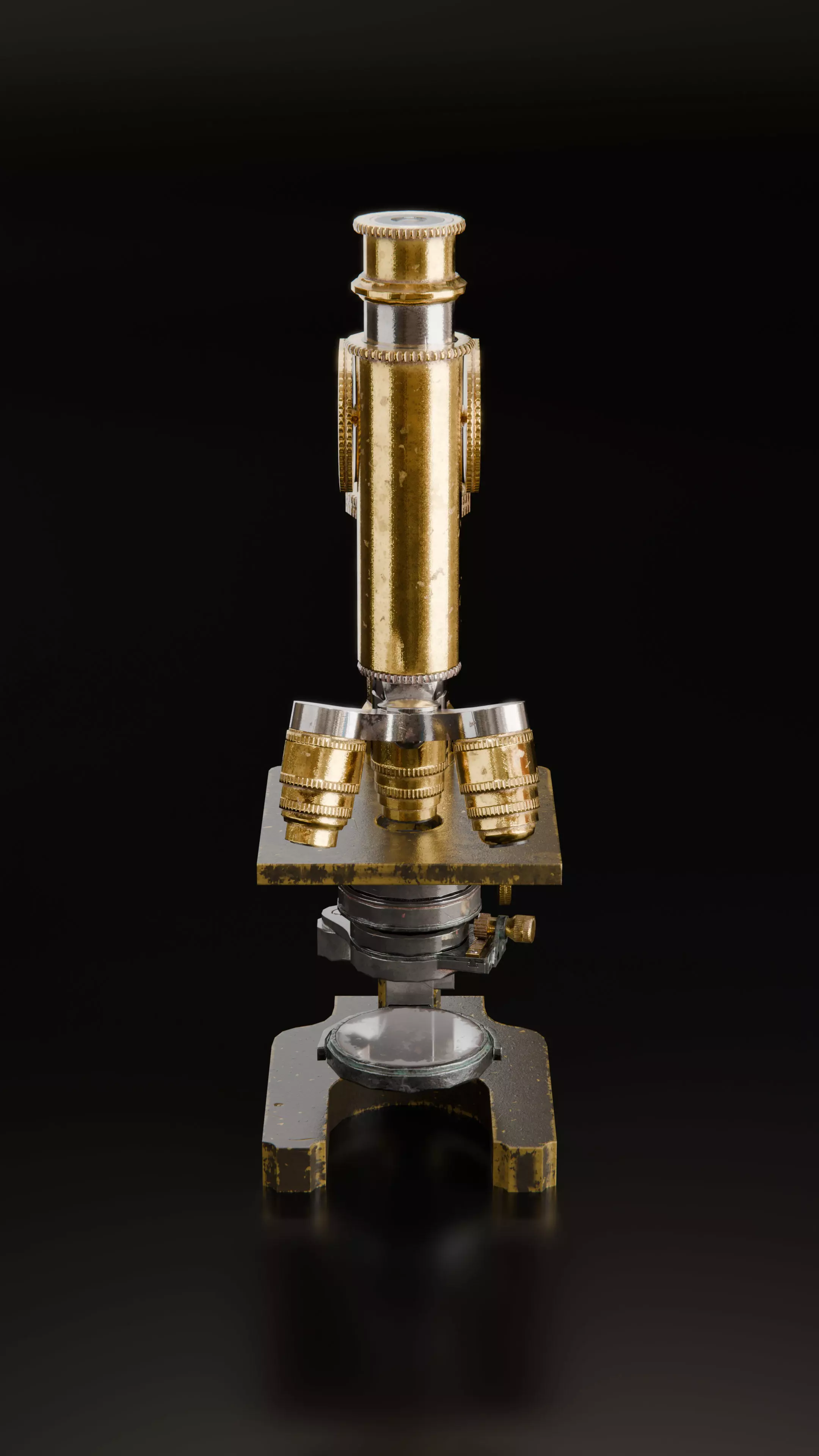 Antique Brass Microscope 3D Model High Quality PBR Textured Low-poly 3D model_0