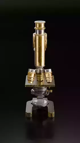 Antique Brass Microscope 3D Model  High Quality PBR Textured