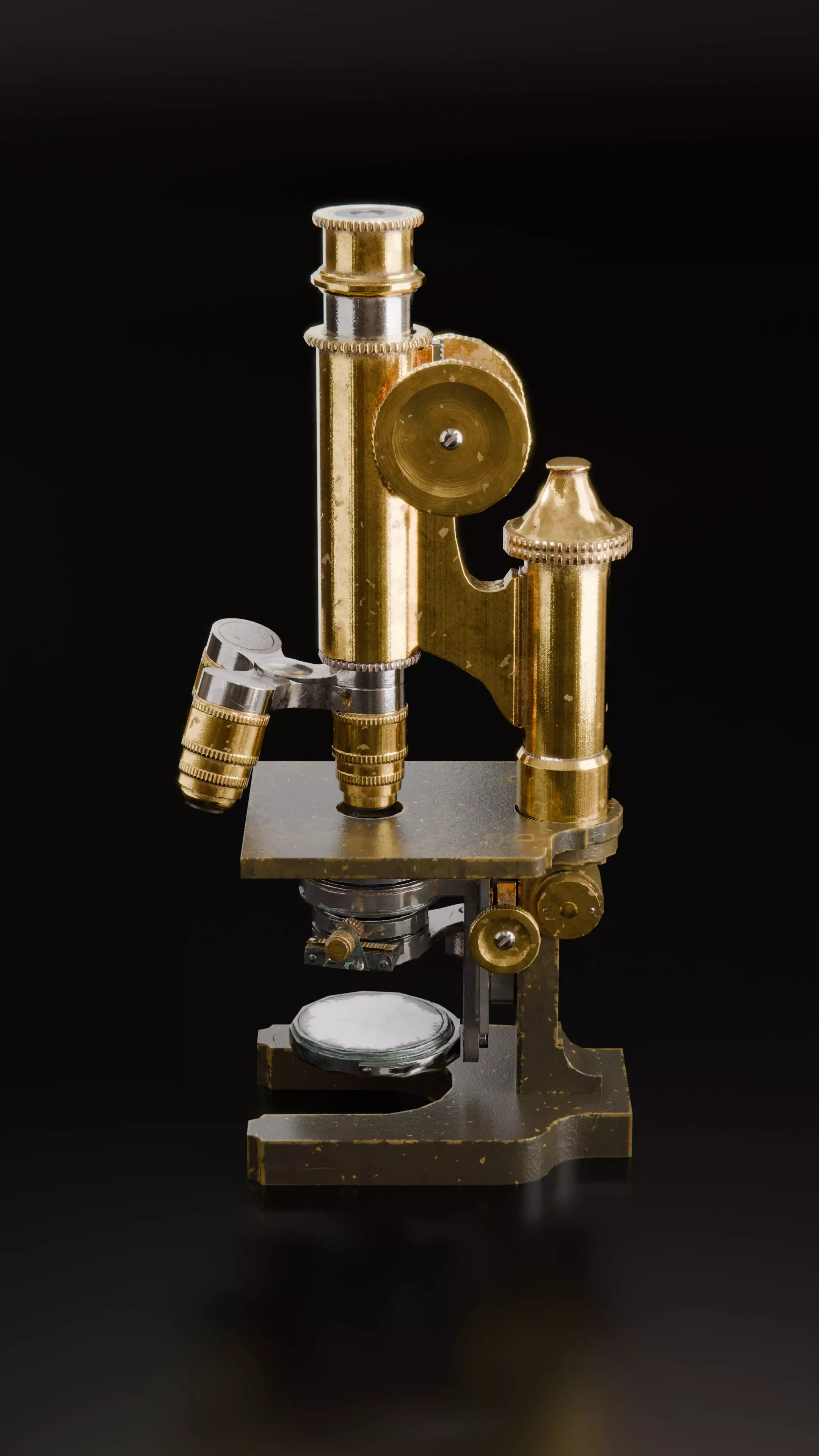 Antique Brass Microscope 3D Model High Quality PBR Textured Low-poly 3D model_4